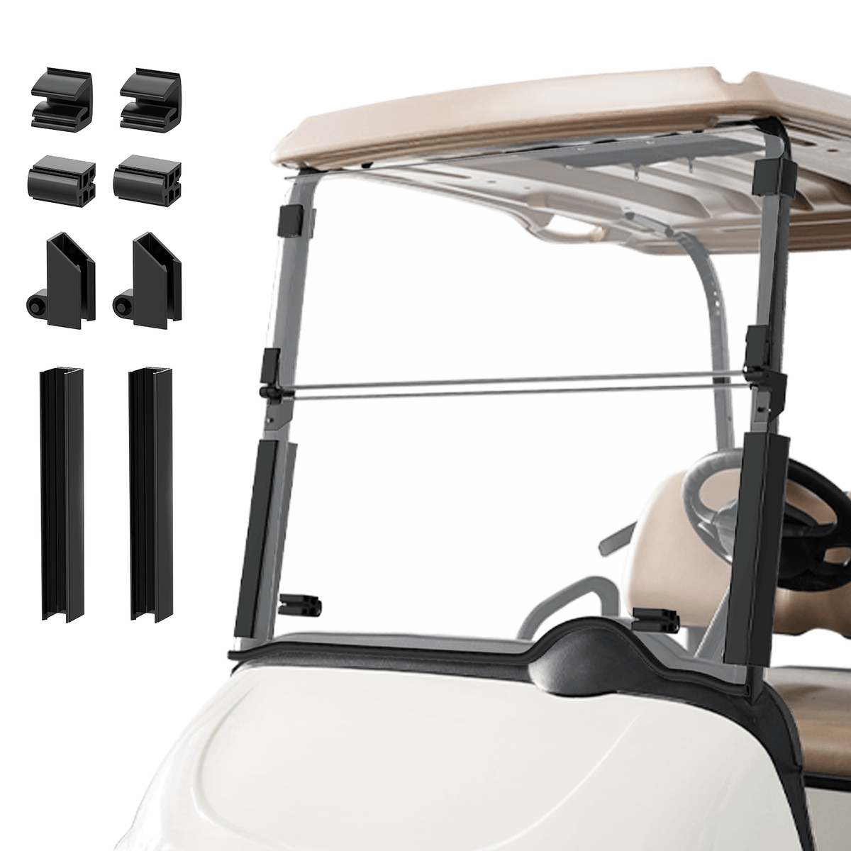 EZGO Golf Cart Windshield RXV Replacement - Clear | Drive - up - Drive - up