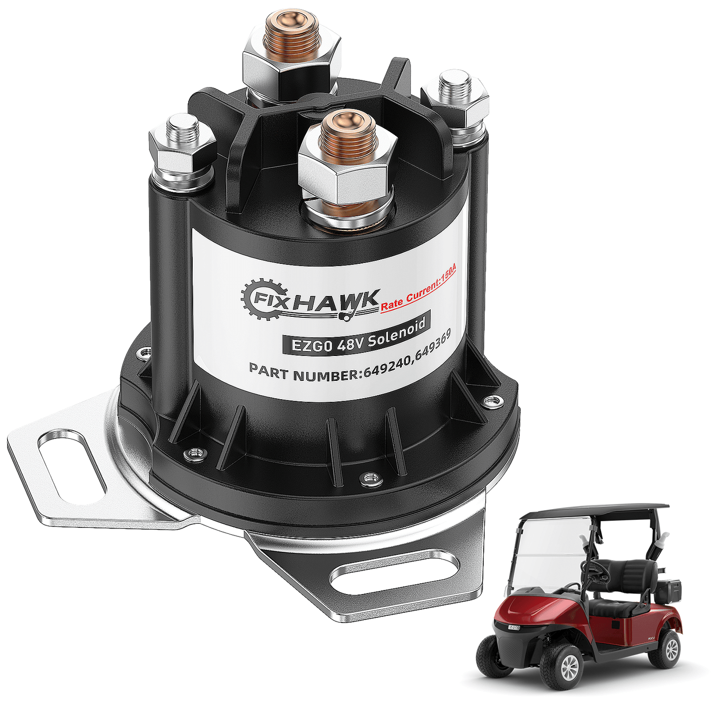 EZGO 48 Volt Golf Cart Solenoid 150 Amp 4 - Terminal 649240 - Drive - up