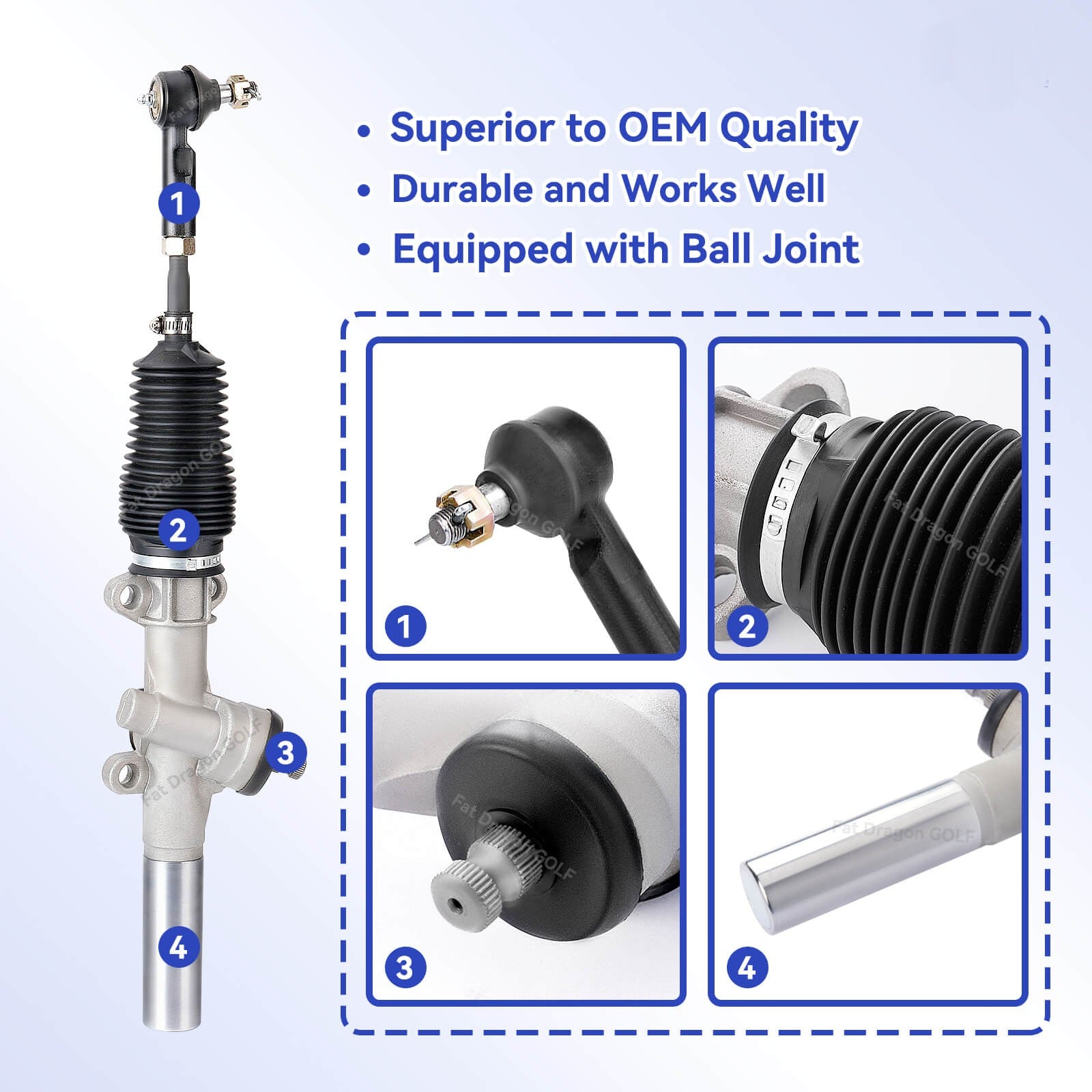 EZGO Steering Rack, EZGO TXT Steering Box with Ball Joint and Latch, Suitable for 2001-Newer EZGO TXT and Workhorse | Drive-up