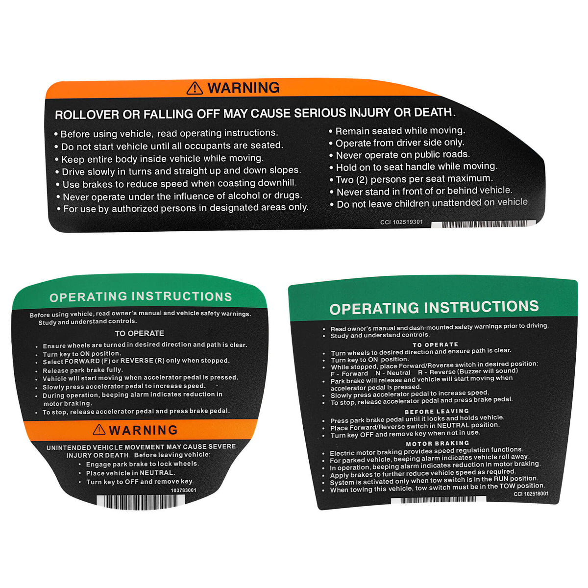 Golf Cart Steering Wheel Sticker/Dashboard Sticker Kit, for Club Car Precedent & DS Elec Models, OEM #102518001, 103783001, 102519301 |Drive-up