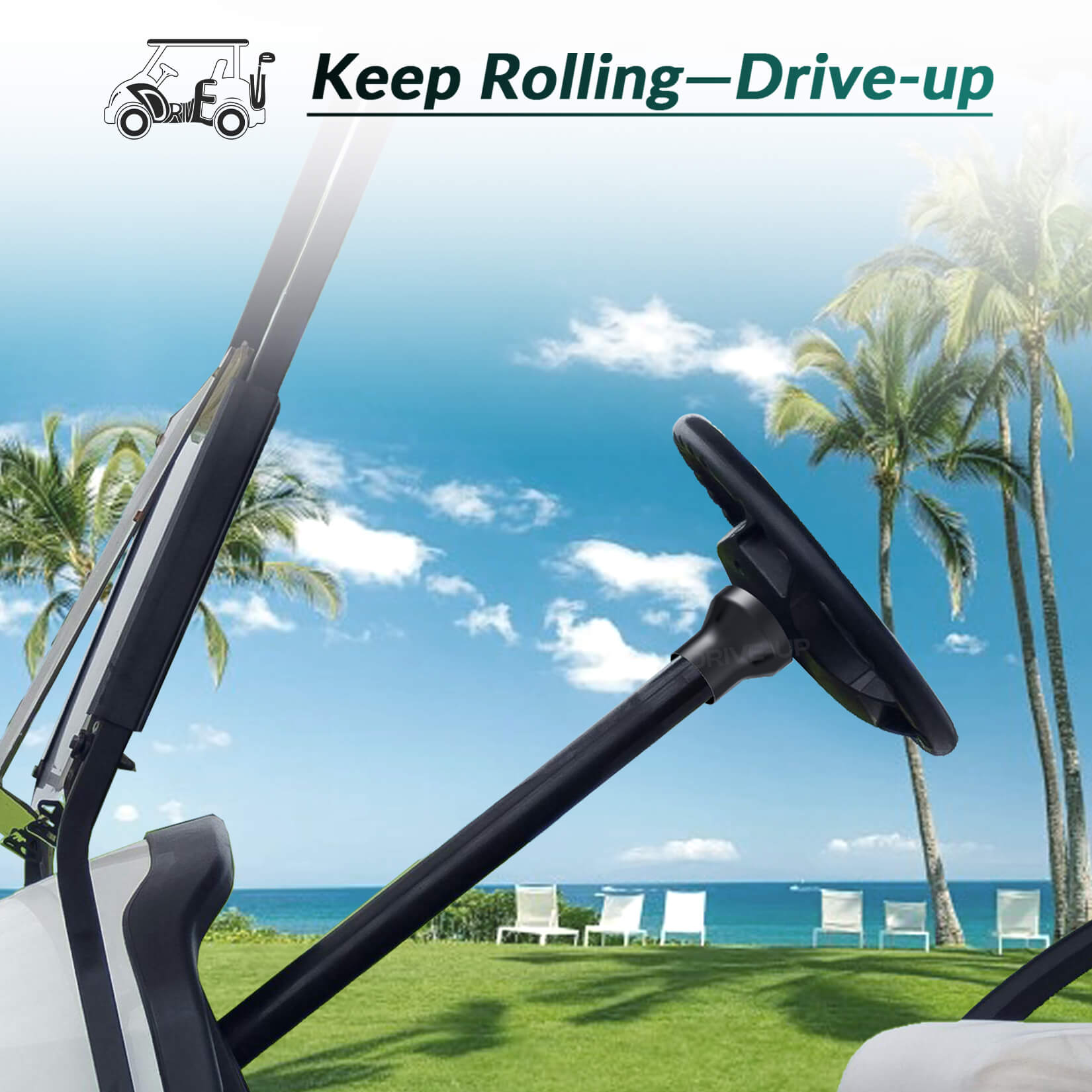 Black EZGO Golf Cart Steering Wheel Adapter for TXT & RXV Models | Drive-up