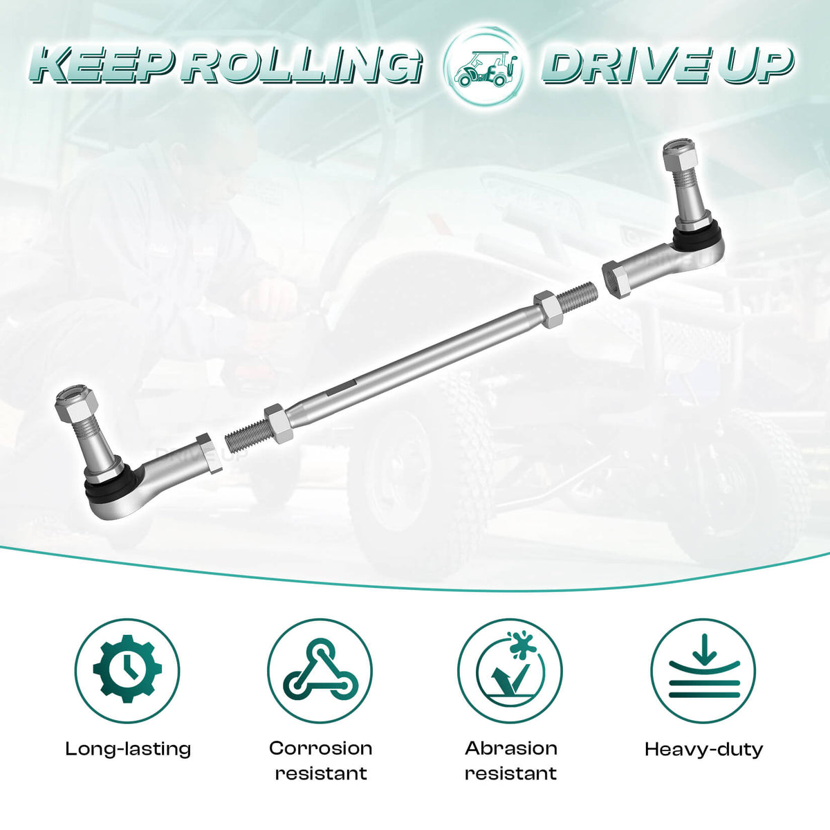 2 Pack Golf Cart Tie Rod Assembly for EZGO TXT