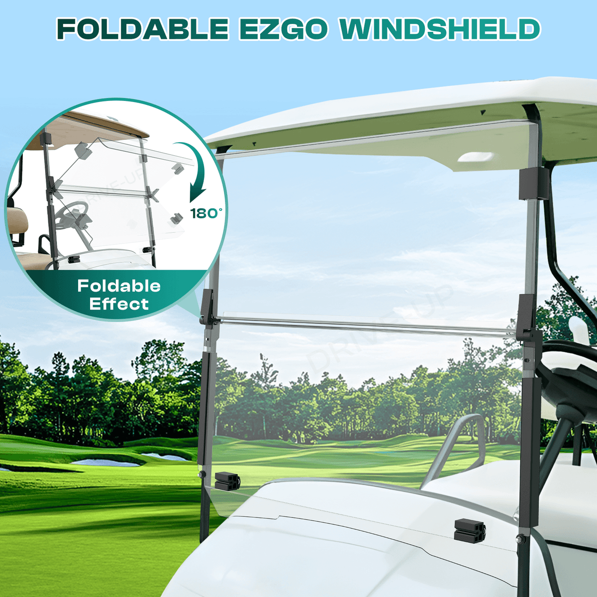 Fold-Down Windshield for EZGO TXT, DCS, PDS Golf Carts
