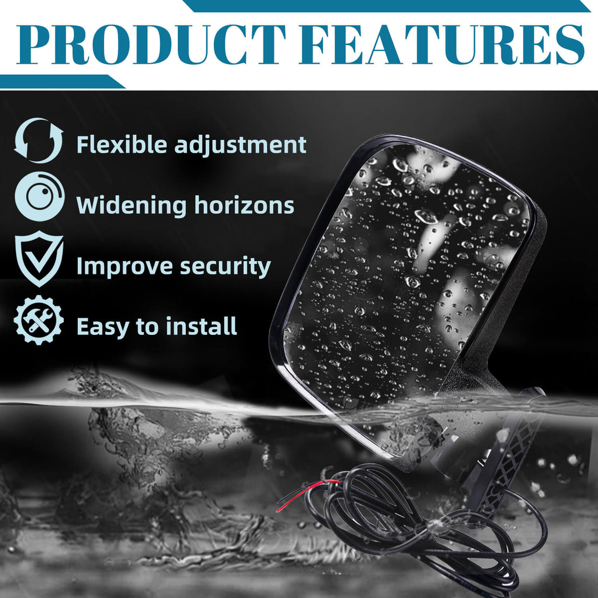 Universal Golf Cart Side Rear View Mirror with Turn Signal