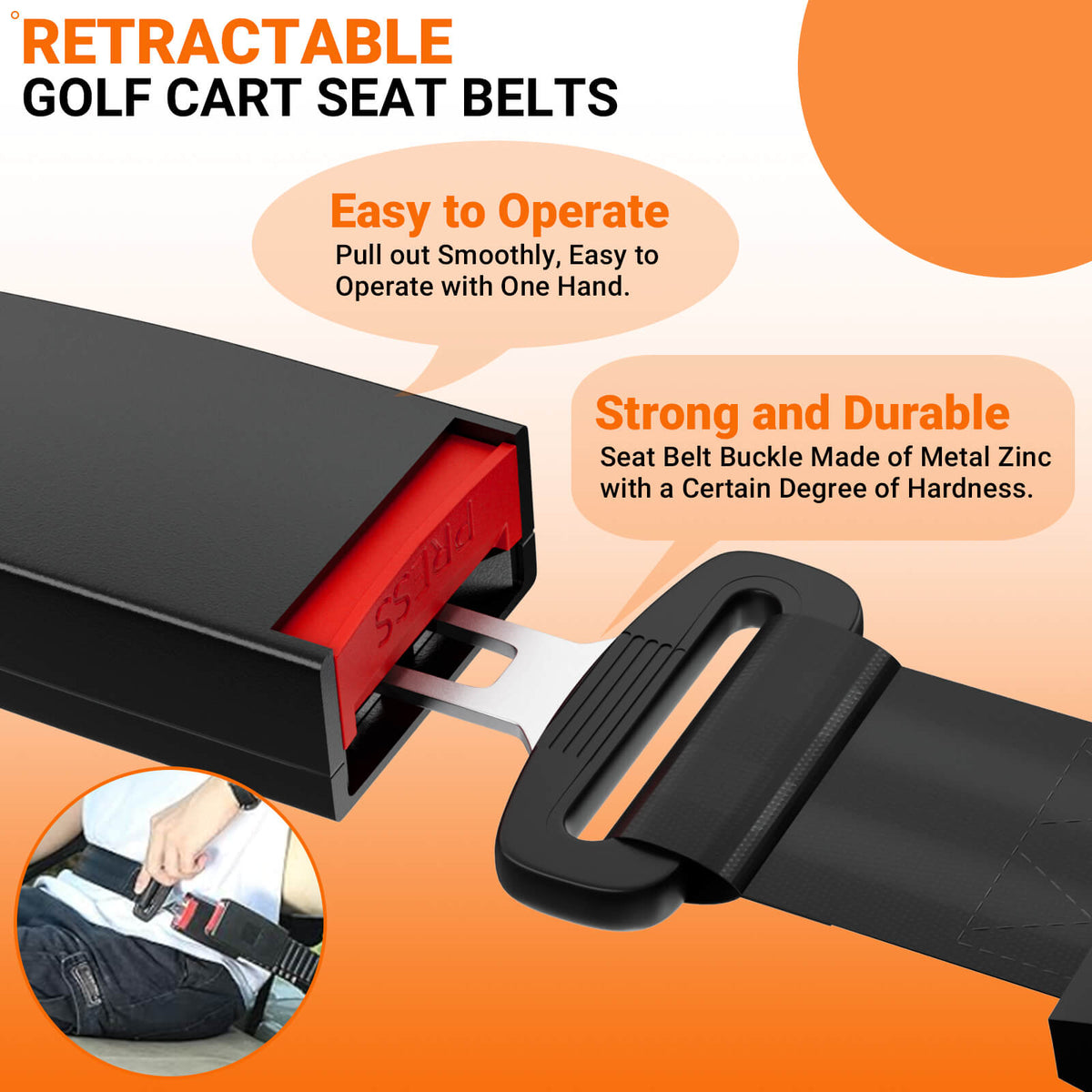 Universal Golf Cart Seat Belts Kit - 40" Retractable (4 Set) | Drive-up