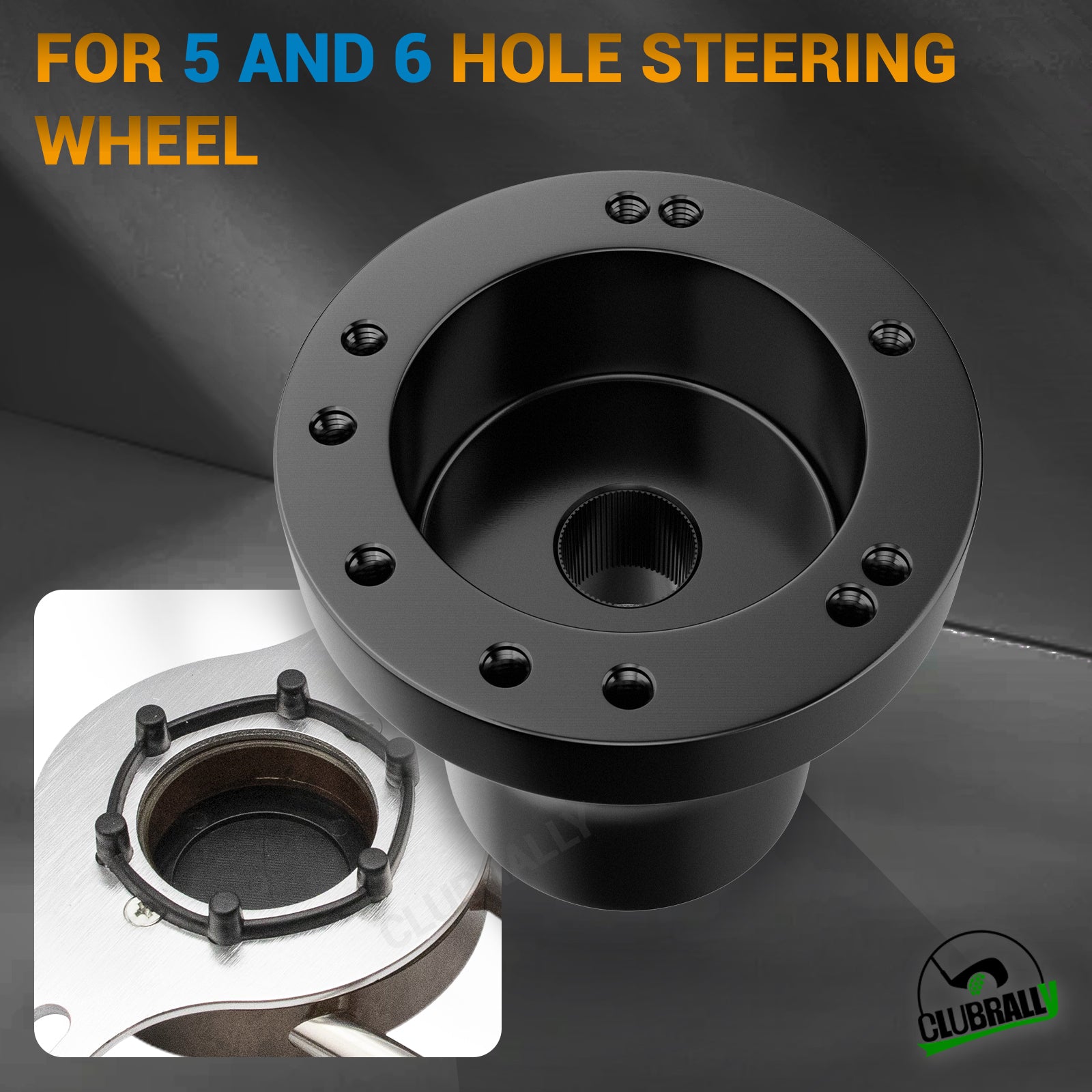 Black Golf Carts Steering Wheel Adapter for Club Car DS Steering Wheel with 5-6 hole | Drive-up
