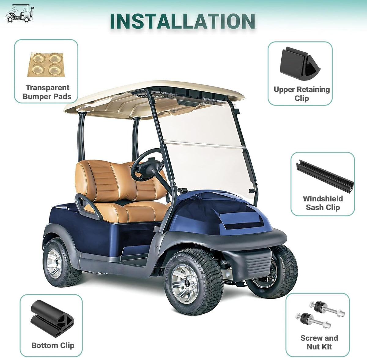 Golf Cart Windshield Clip Kit for Club Car Precedent