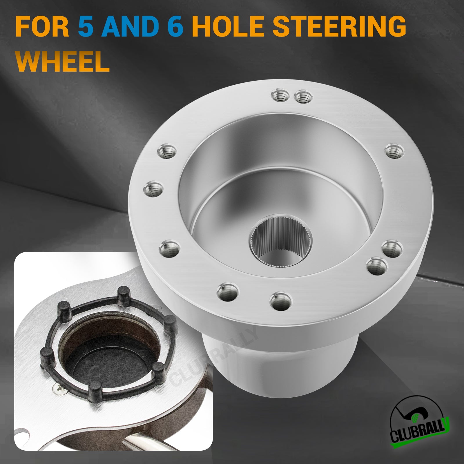 Silver Golf Cart Steering Wheel Adapter for Club Car DS Steering Wheel with 5-6 Holes | Drive-up