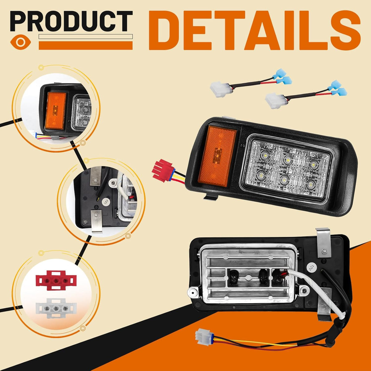 12 Volt Golf Cart LED Headlight Kit with Adapter Wire 1993-Up Club Car DS | DRIVE UP