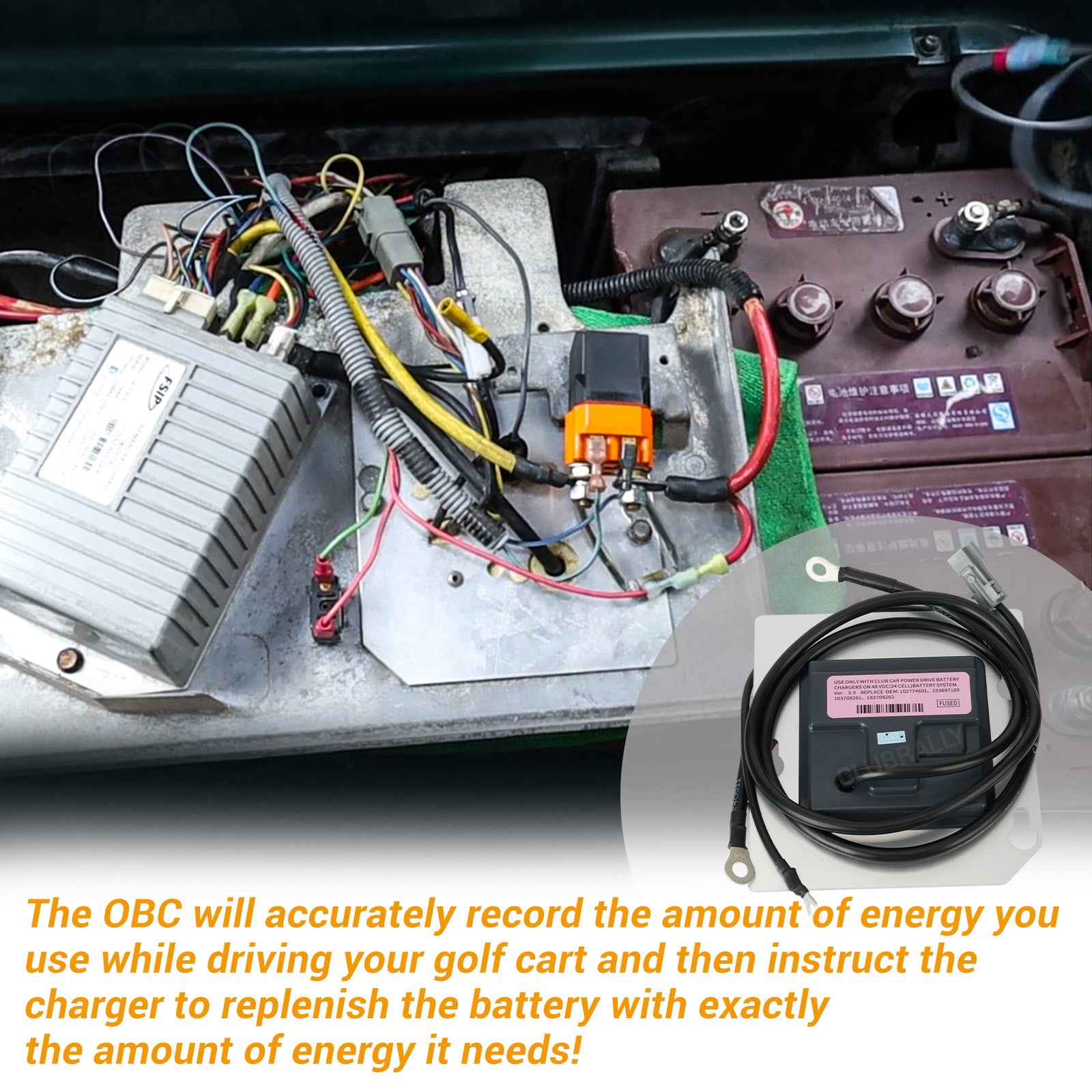 Golf Cart On Board Computer OBC 48V with Square 6-Pins, Compatible with 2009-Up Club Car DS Regen II, DS IQ Villager 6 Villager 8 Models, OEM #102774601,  |Drive-up