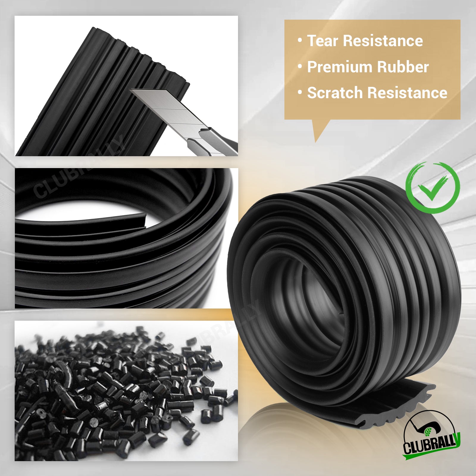 Drive-up Golf Cart Floor Edge Guard Sill Protector, 2 PCS Anti-Collision Rubber Side Bumper Trim for Club Car DS 1987-Up, OEM #1013983/ 101347501£¨42.5" L¡Á2.6" W£©