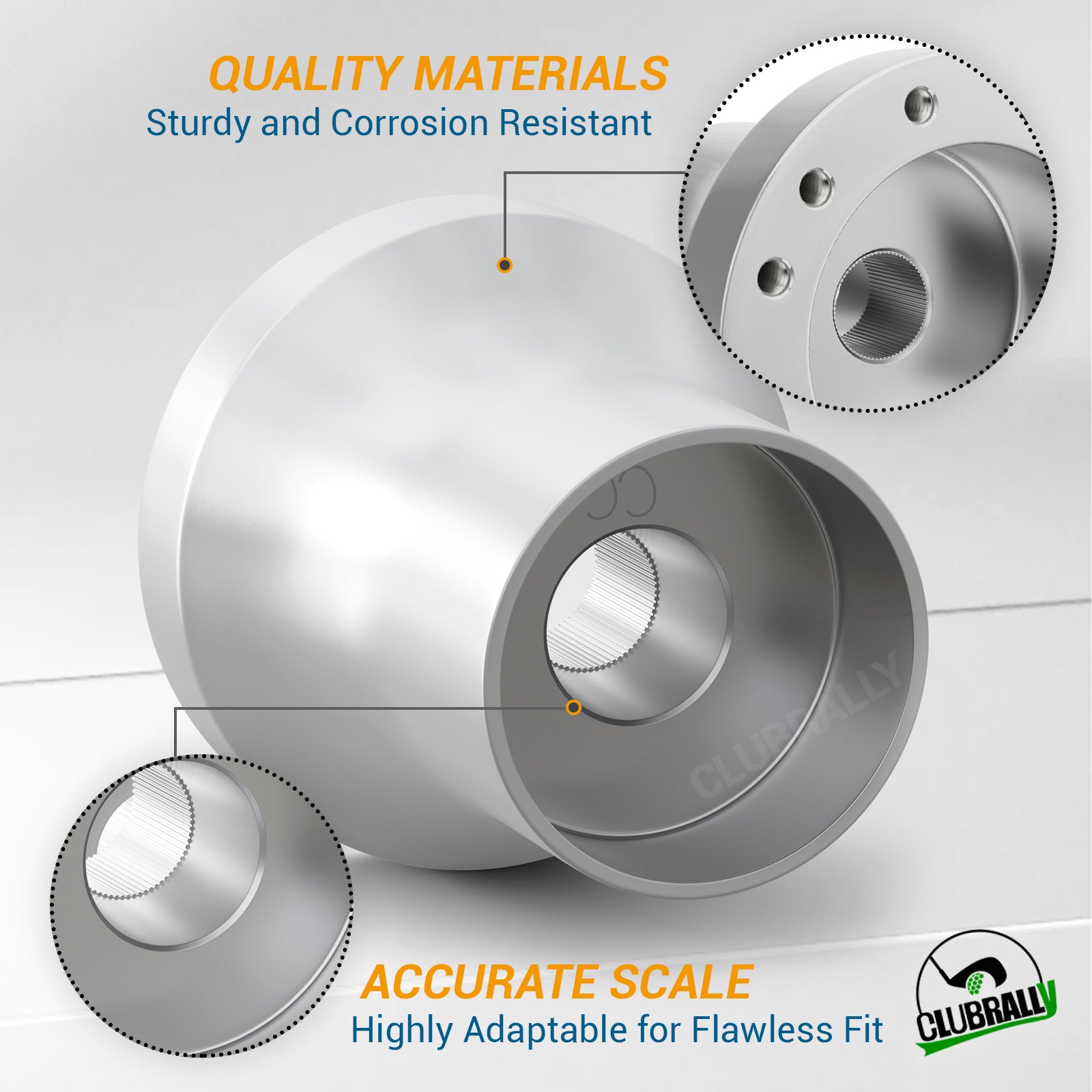 Silver Golf Cart Steering Wheel Adapter for Club Car DS Steering Wheel with 5-6 Holes | Drive-up