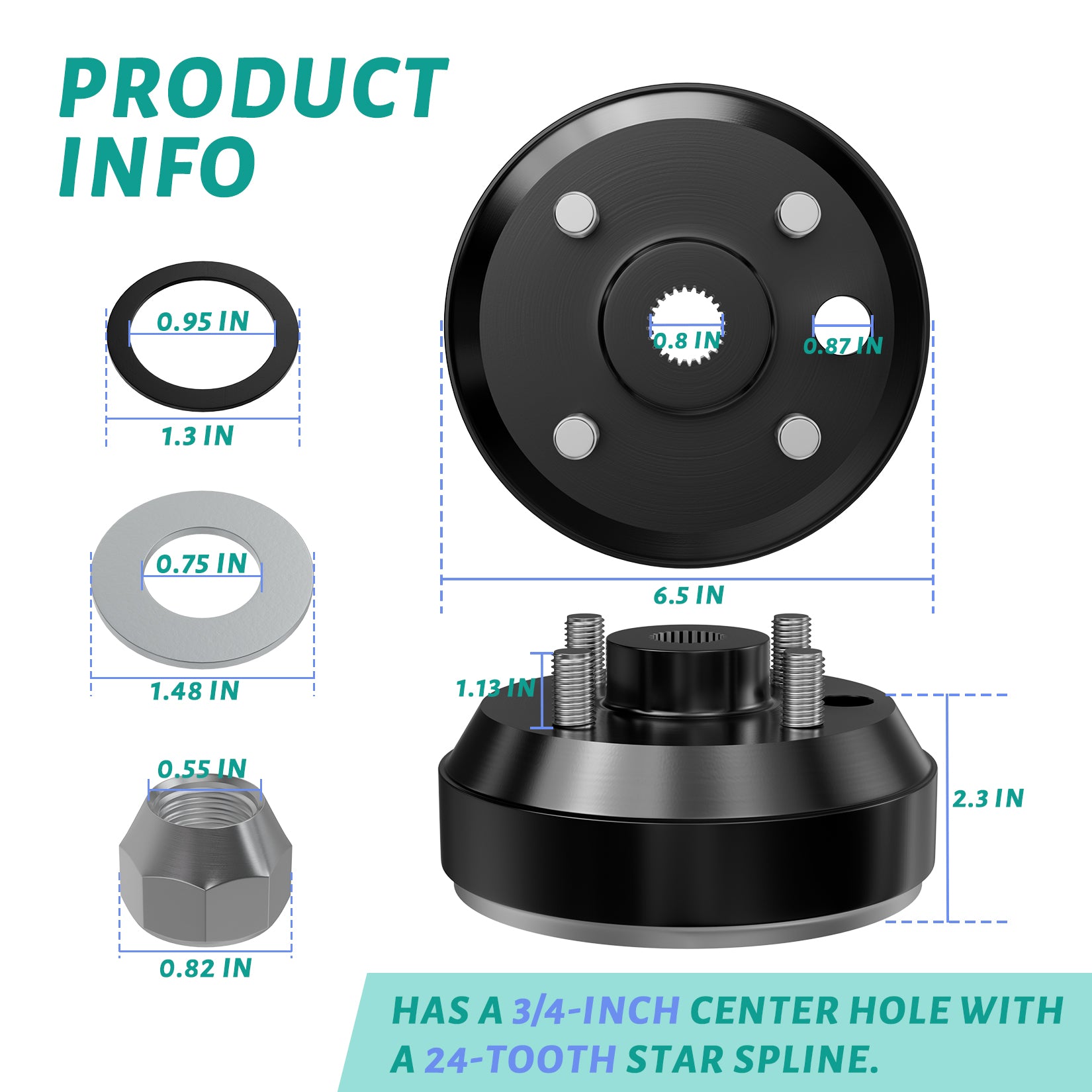 Golf Cart Brake Drum Hub Assembly for EZGO TXT Elec 1982-Up & 1982-1993 2-Cycle Gas Models, 24 Tooth Star Spline  | Drive-up