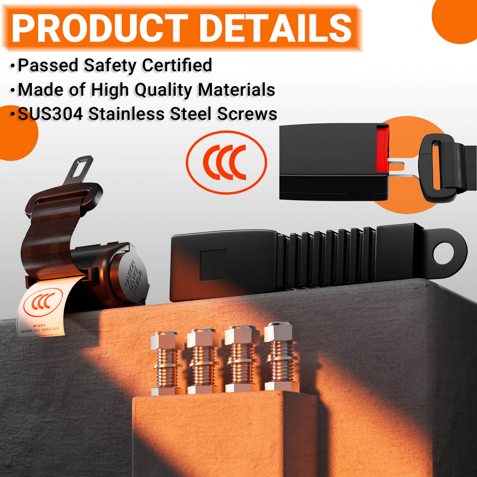 Universal Golf Cart Seat Belts Kit - 40" Retractable (2/4 Set) | Drive-up