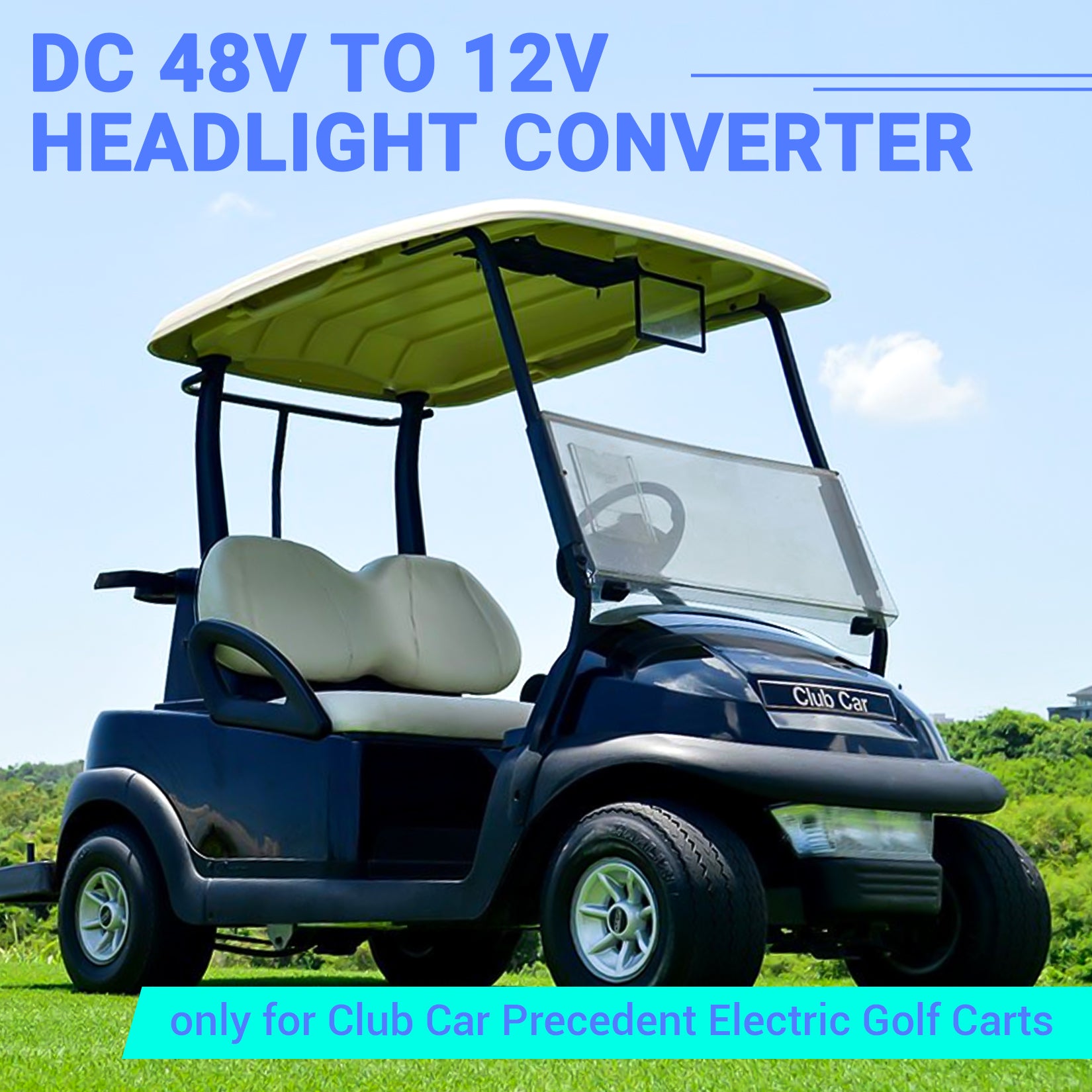 Drive-up Golf Cart Headlight DC Voltage Reducer 48V Step Down to 12V 15A Buck Converter, Voltage Regulator Kit for Club Car