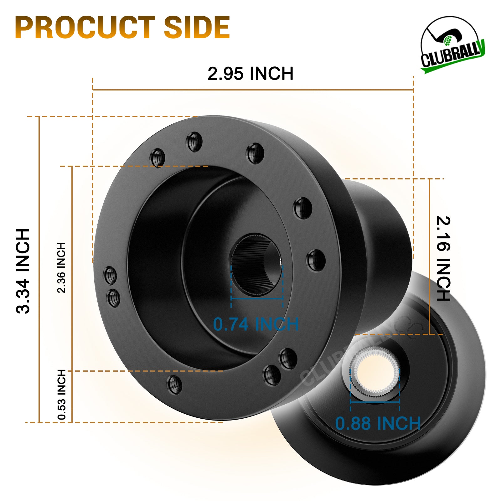 Black Golf Carts Steering Wheel Adapter for Club Car DS Steering Wheel with 5-6 hole | Drive-up