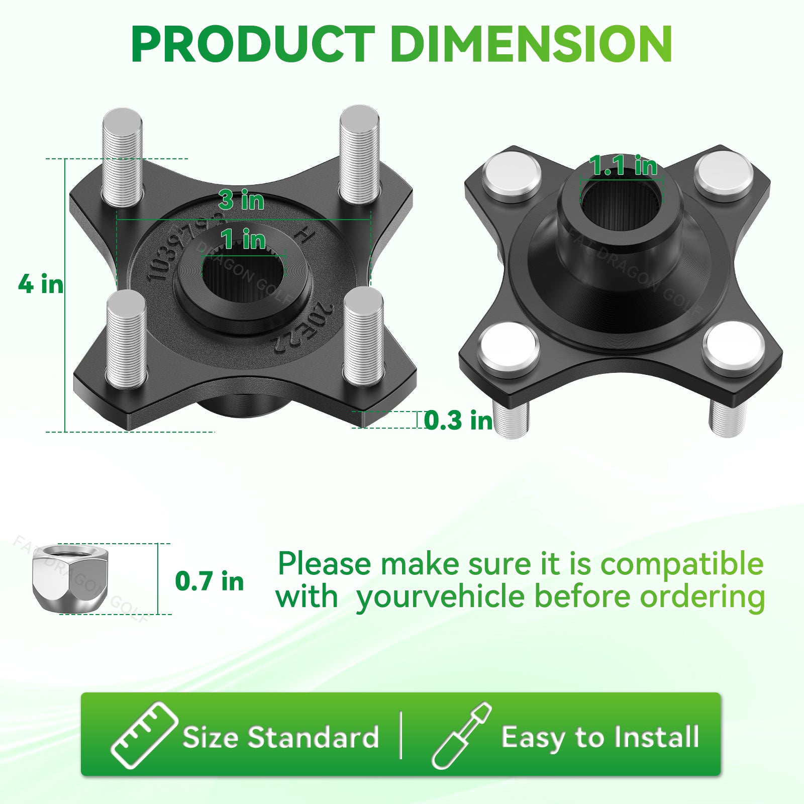 golf cart rear wheel hubs