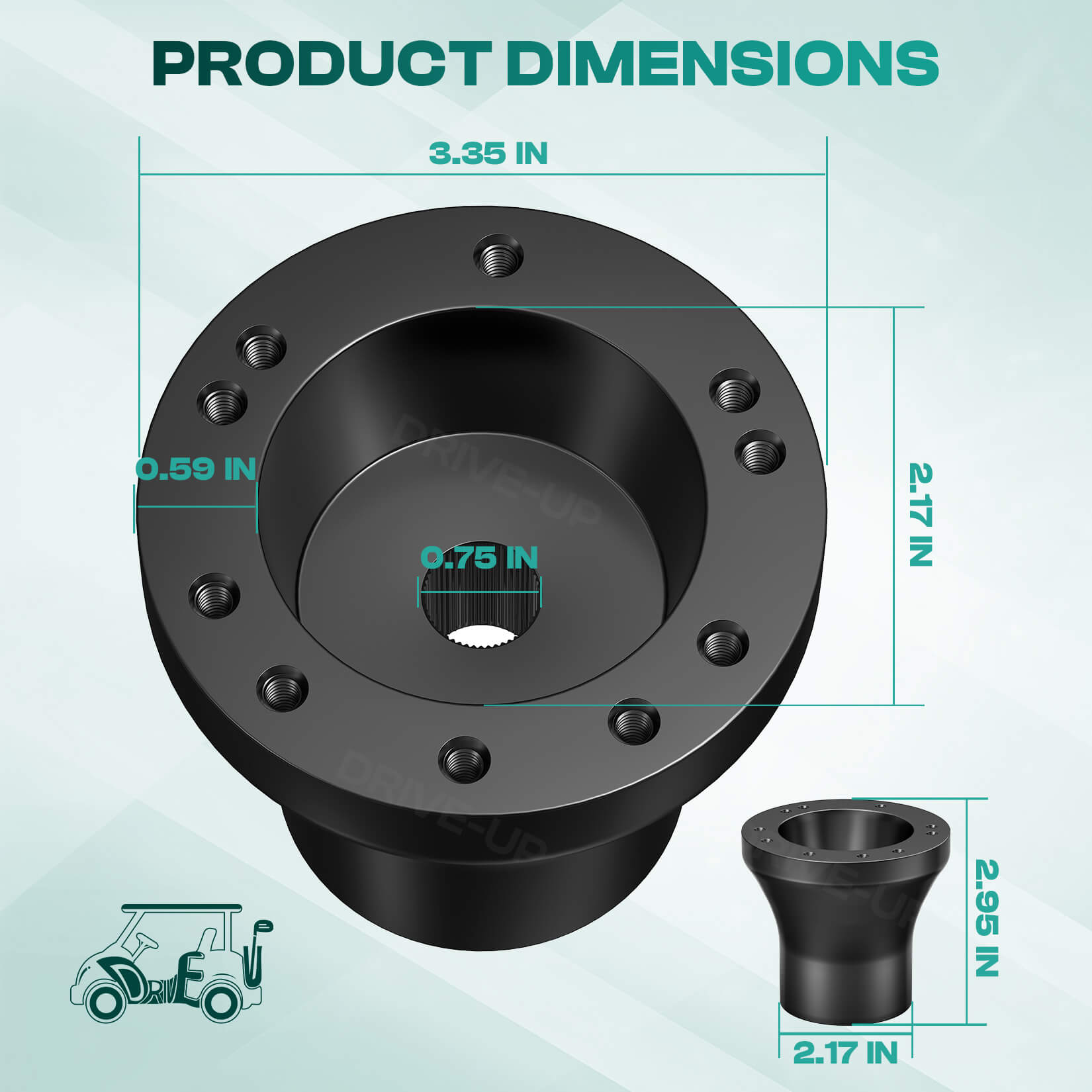 Black EZGO Golf Cart Steering Wheel Adapter for TXT & RXV Models | Drive-up