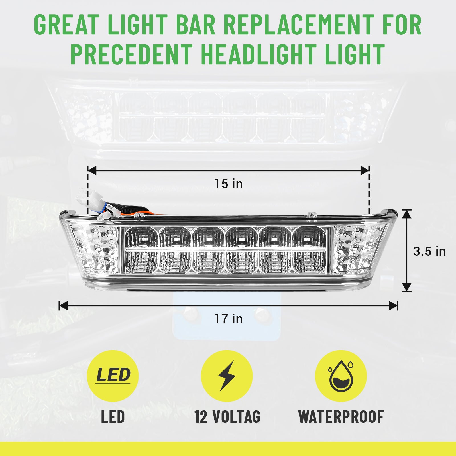 Golf Cart LED Headlight Bar for Club Car Precedent 2004-Up with Front Head Light 12V | Drive-up
