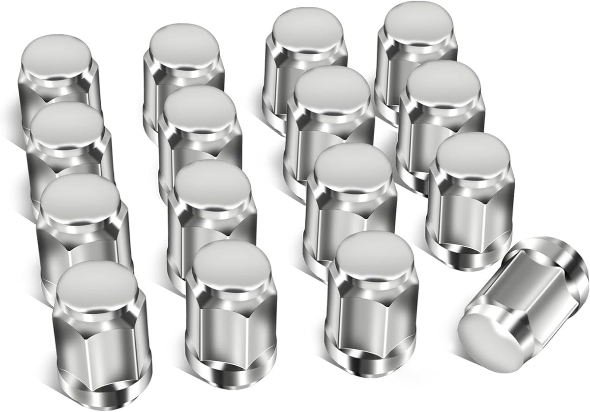 Golf Cart Wheel Lug Nut Kit for EZGO, Club Car, 1/2-20 Size 16 Packs Chrome/Silver