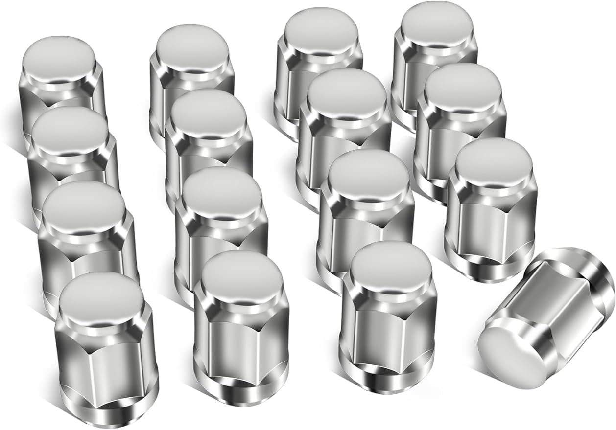 Golf Cart Wheel Lug Nut Kit for EZGO, Club Car, 1/2-20 Size 16 Packs Chrome/Silver