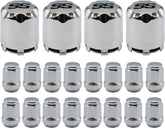 Chrome Golf Cart Center Caps & Wheel Lug Nuts Kit, 4 PCS ITP SS Wheel Hub Cap and 16 PCS Lug Nut for EZGO, Club Car¡