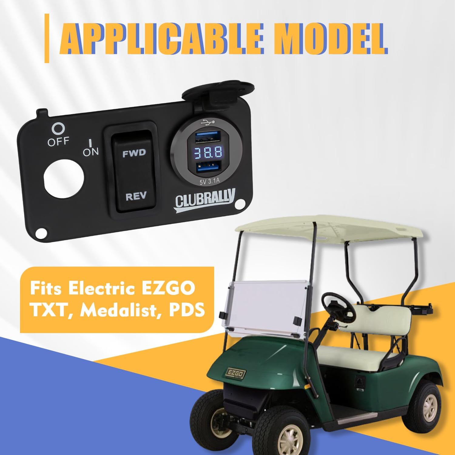 EZGO Forward Reverse Switch Console w/Dual USB & Voltmeter - Fits TXT/Medalist/PDS |Drive-up