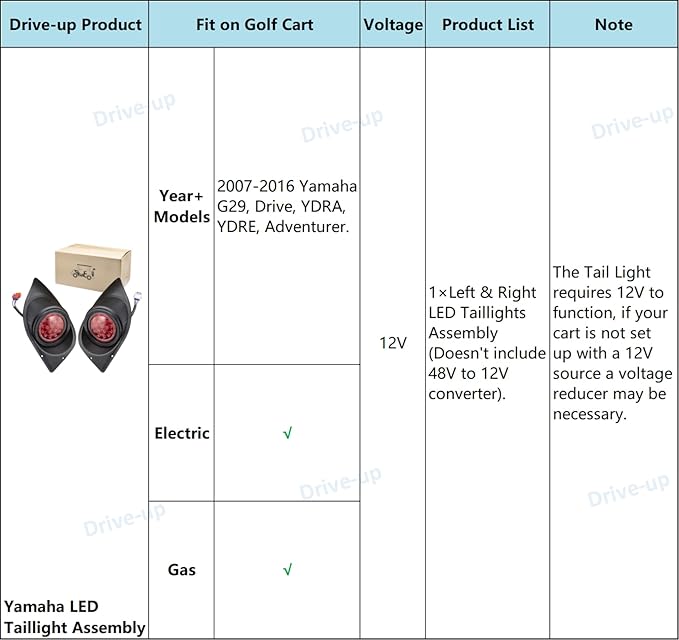 Golf Cart LED Tail Lights Complete Pair for Yamaha G29 Models | Drive-up