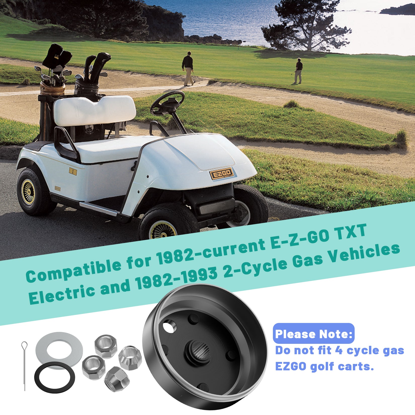 Golf Cart Brake Drum Hub Assembly for EZGO TXT Elec 1982-Up & 1982-1993 2-Cycle Gas Models, 24 Tooth Star Spline  | Drive-up