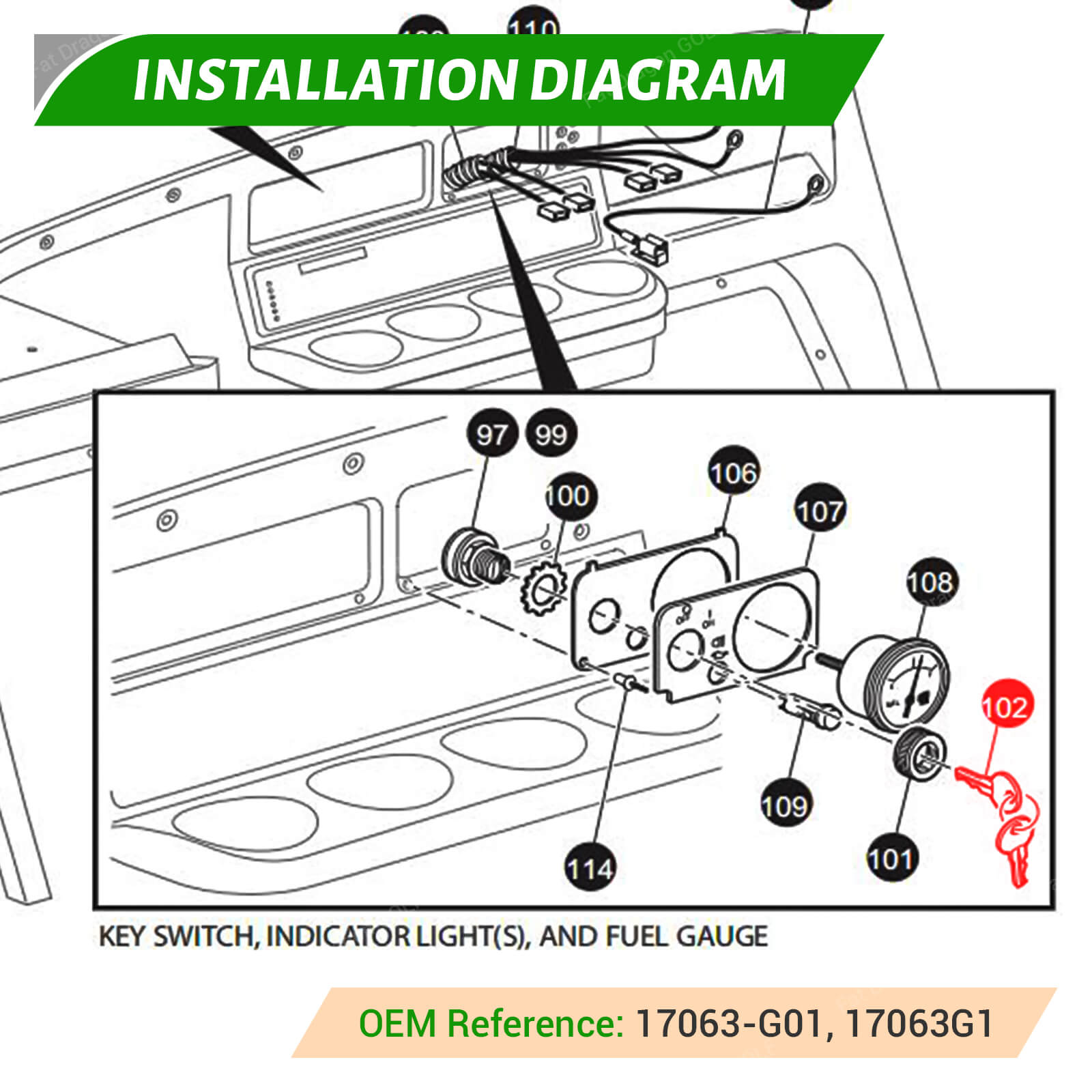 EZGO Golf Cart Key Ignition 25-Pack - Fits 1981+ gas and electric models(OEM 17063-G01) | Drive-up