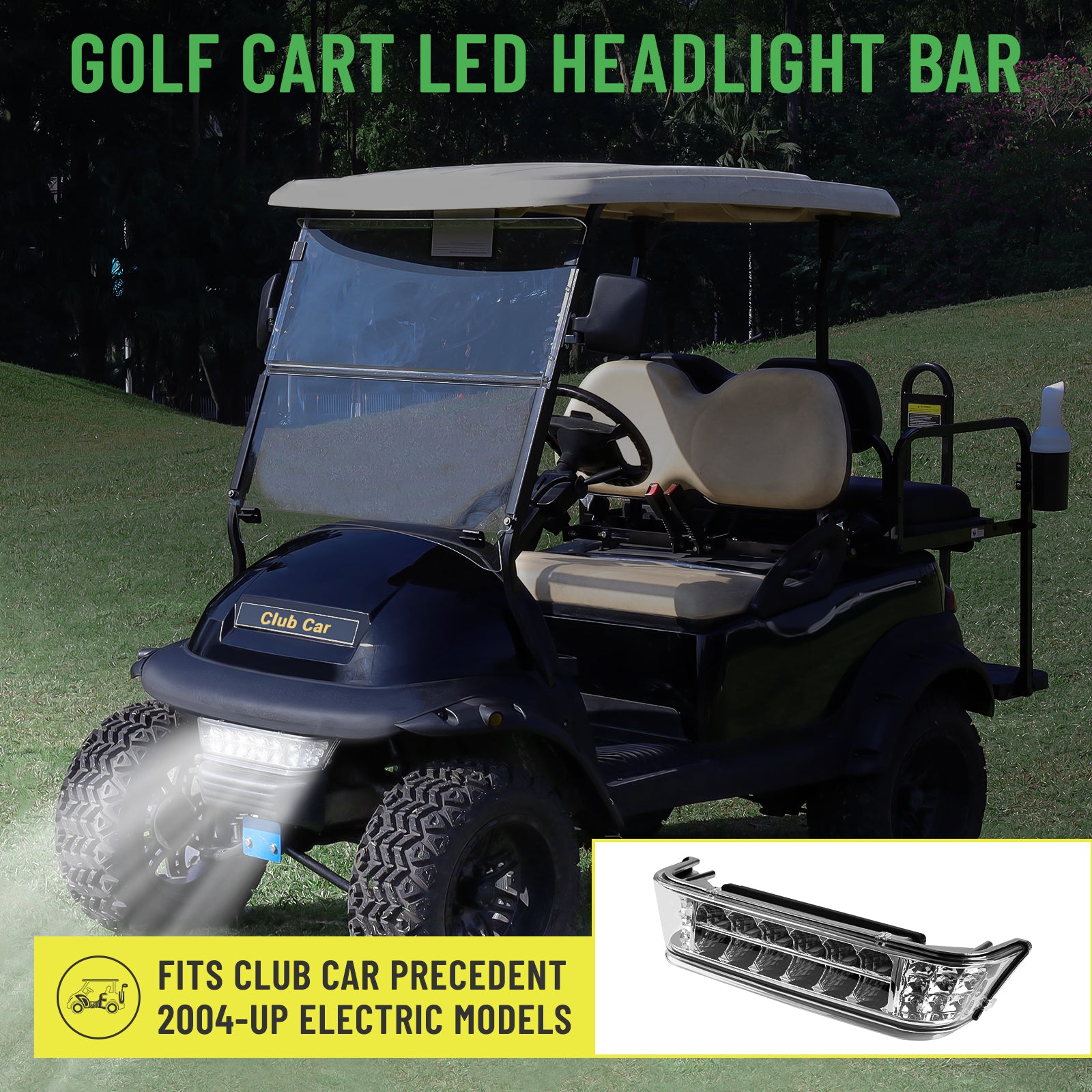 Golf Cart LED Headlight Bar for Club Car Precedent 2004-Up with Front Head Light 12V | Drive-up