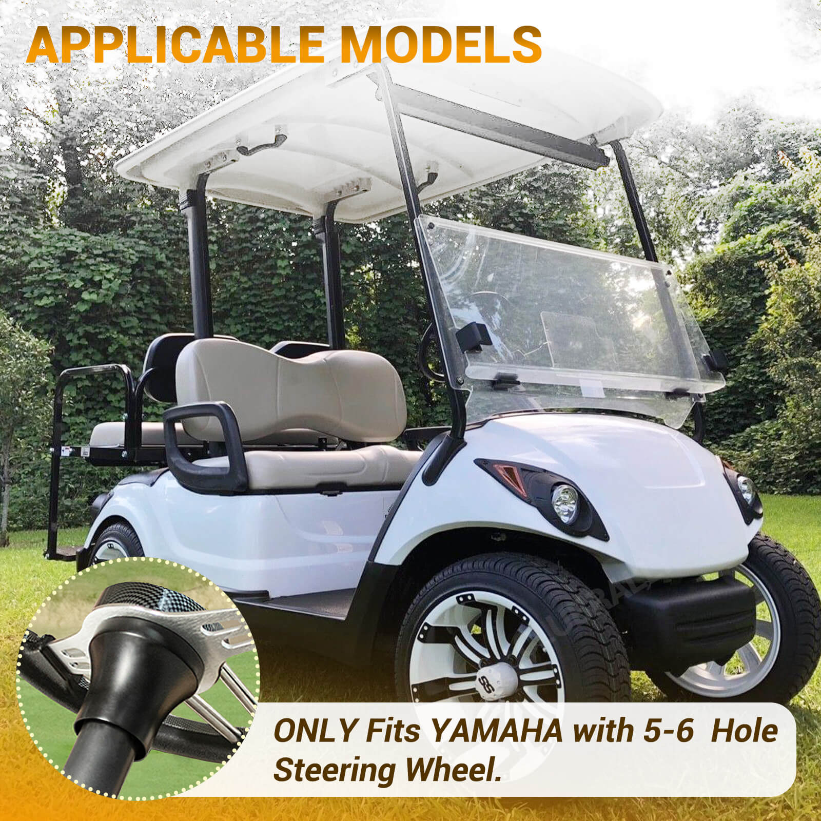 Black Yamaha Golf Cart Steering Wheel Adapter for 5-6 Hole Wheels | Drive-up