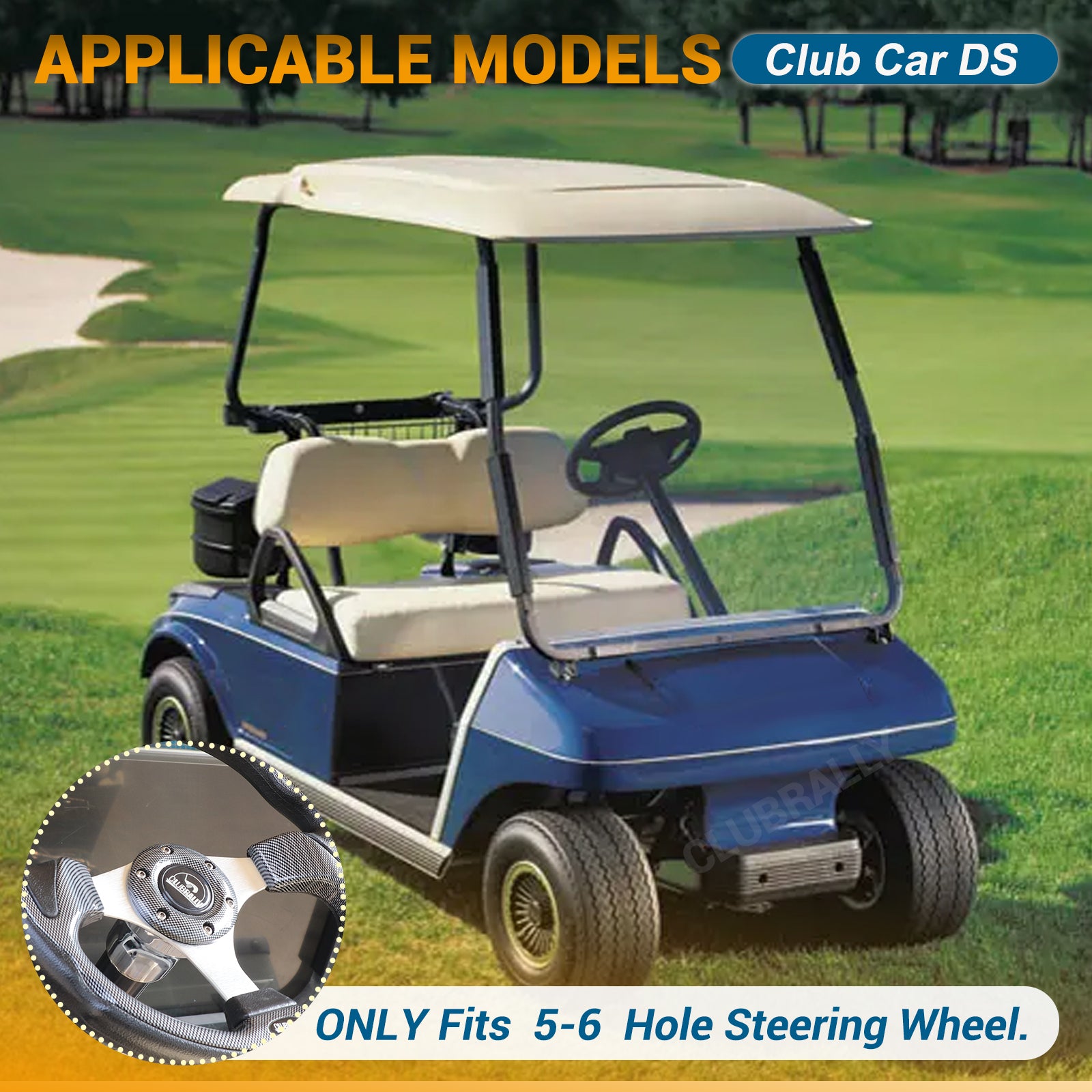 Silver Golf Cart Steering Wheel Adapter for Club Car DS Steering Wheel with 5-6 Holes | Drive-up