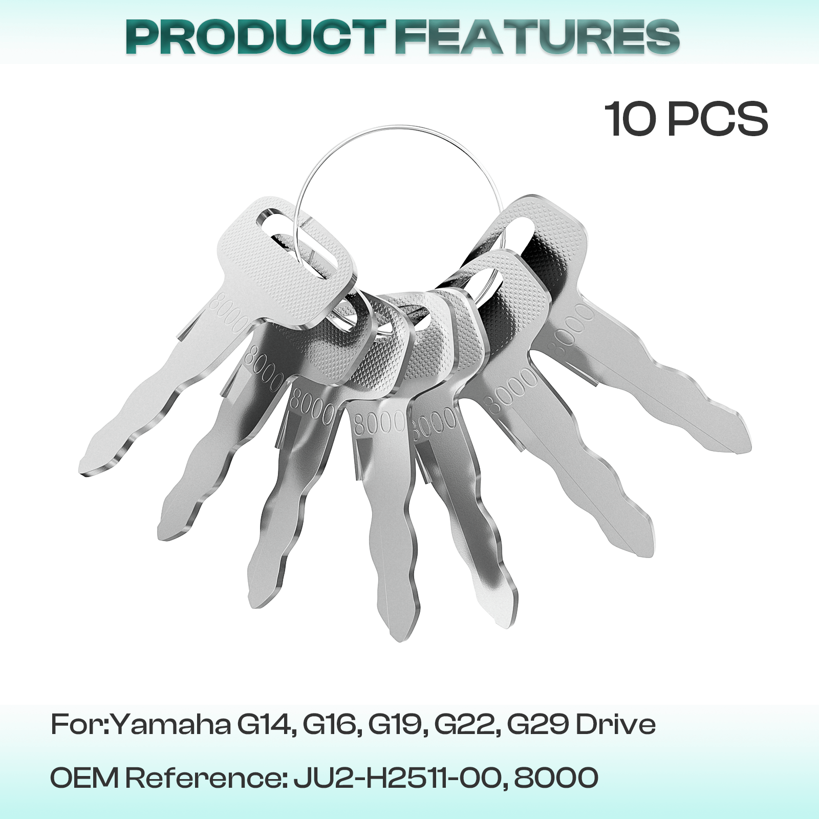 Yamaha Golf Cart Key 10-Piece Ignition Key Set for G14 G16 G19 G22 G29 Drive gas & electric models | Drive-up