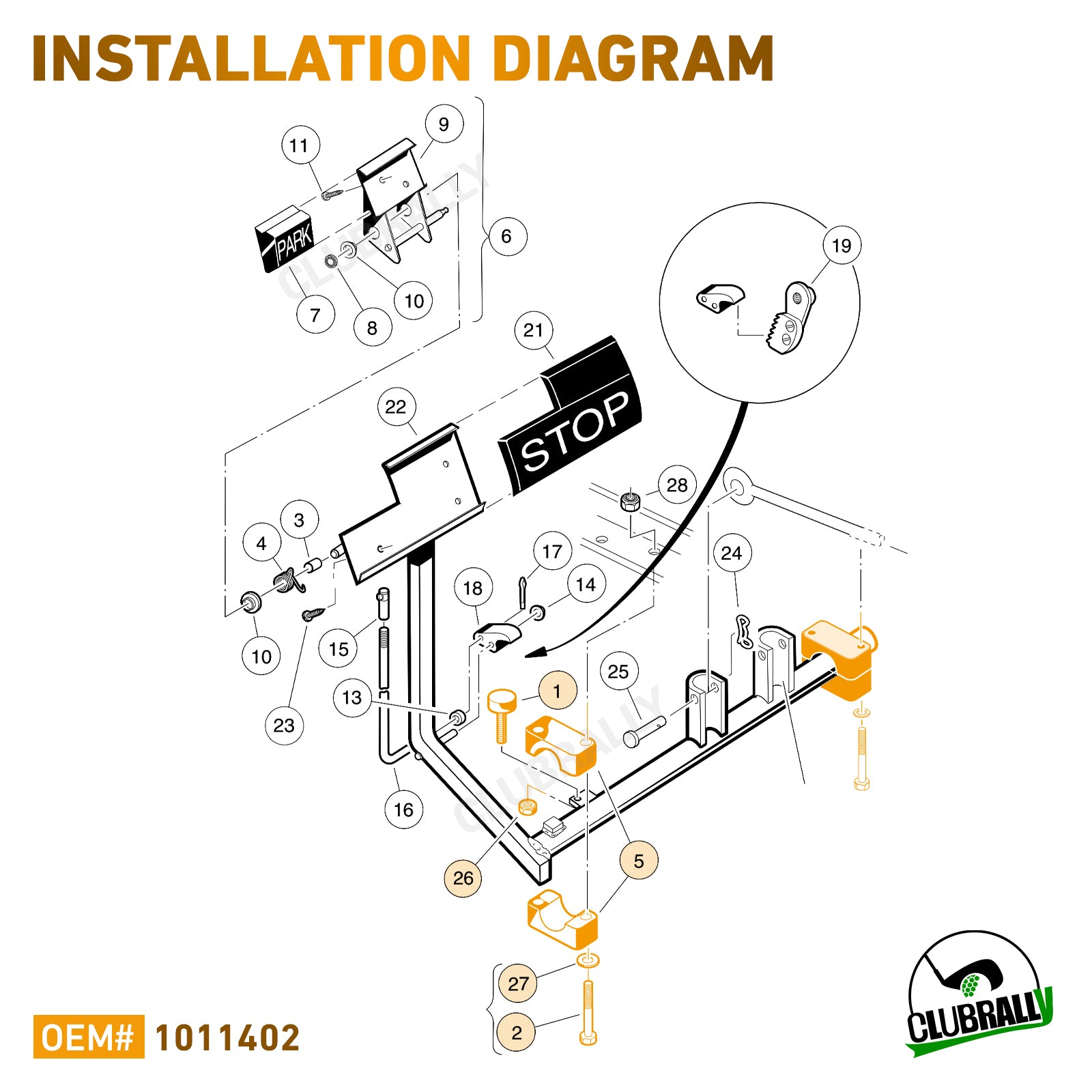 Brake Block Mounting Set with Screw Nut for Club Car DS Carryall Golf Cart 1981-Up, OEM#1011402 |Drive-up