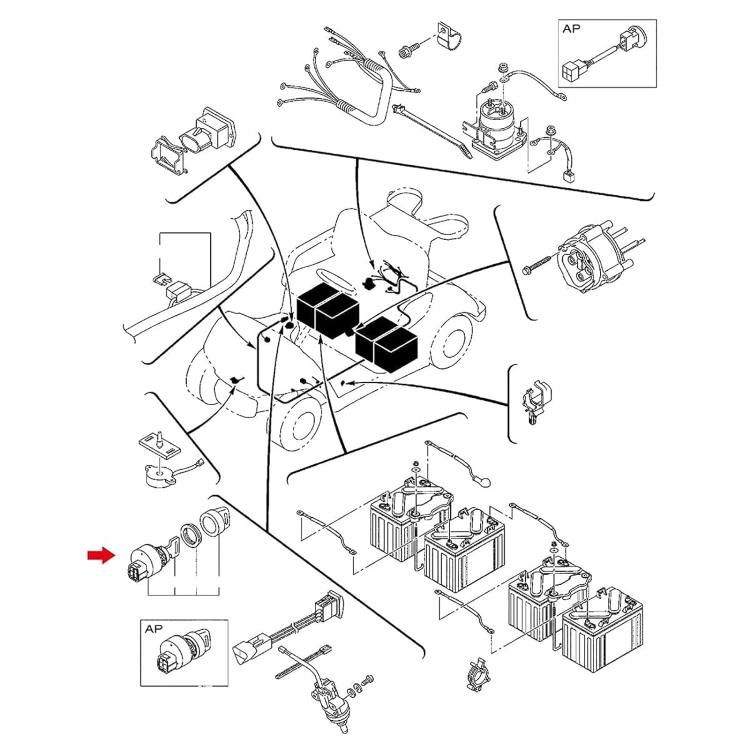 CartClan Key Switch Assembly, Suitable for Yamaha G22 G29 Drive, Drive 2 Electric & Gas Golf Cart OEM# JW1-H2510-00 JU2-H2510-20 JU2-H2510-10