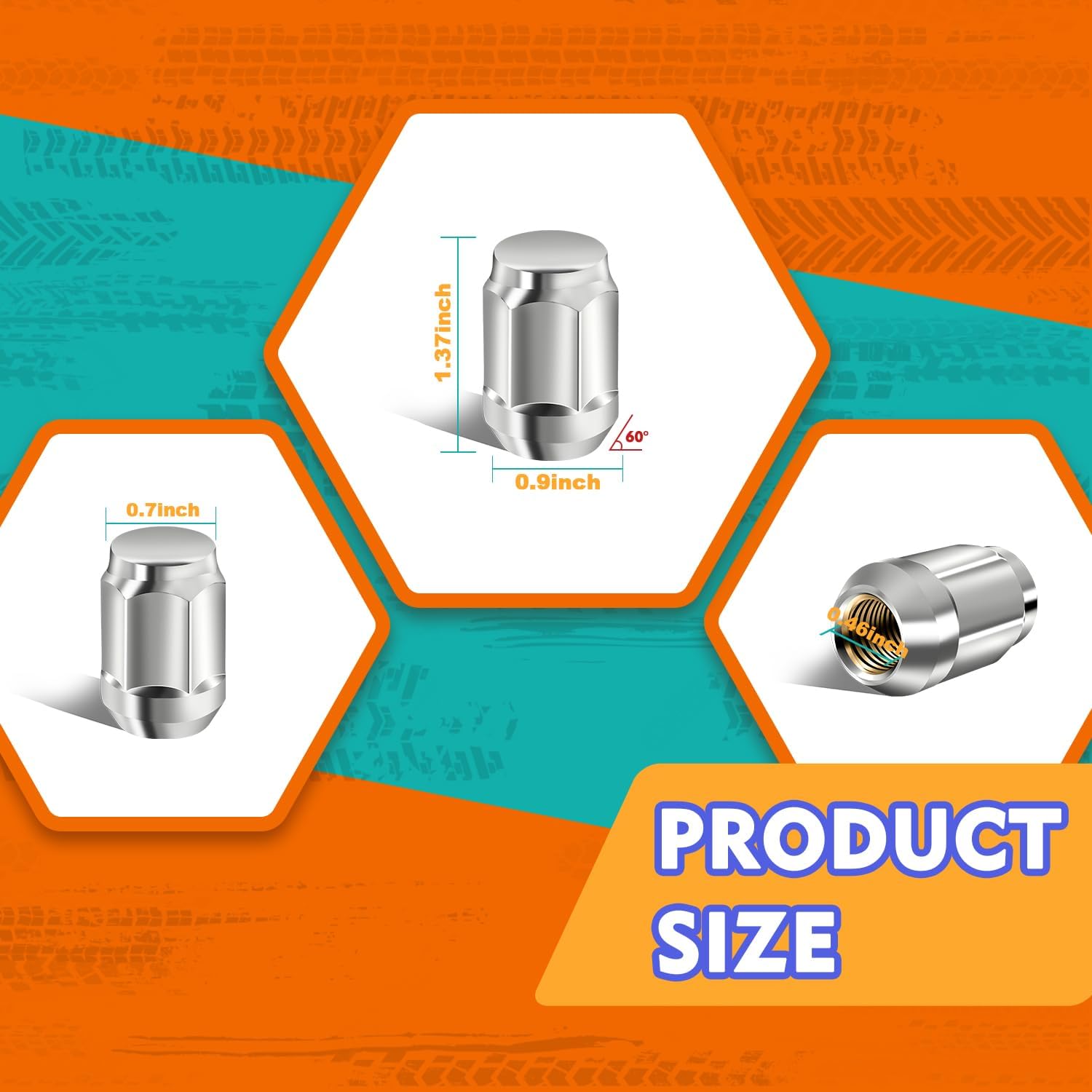 Golf Cart Wheel Lug Nut Kit for EZGO, Club Car, 1/2-20 Size 16 Packs Chrome/Silver