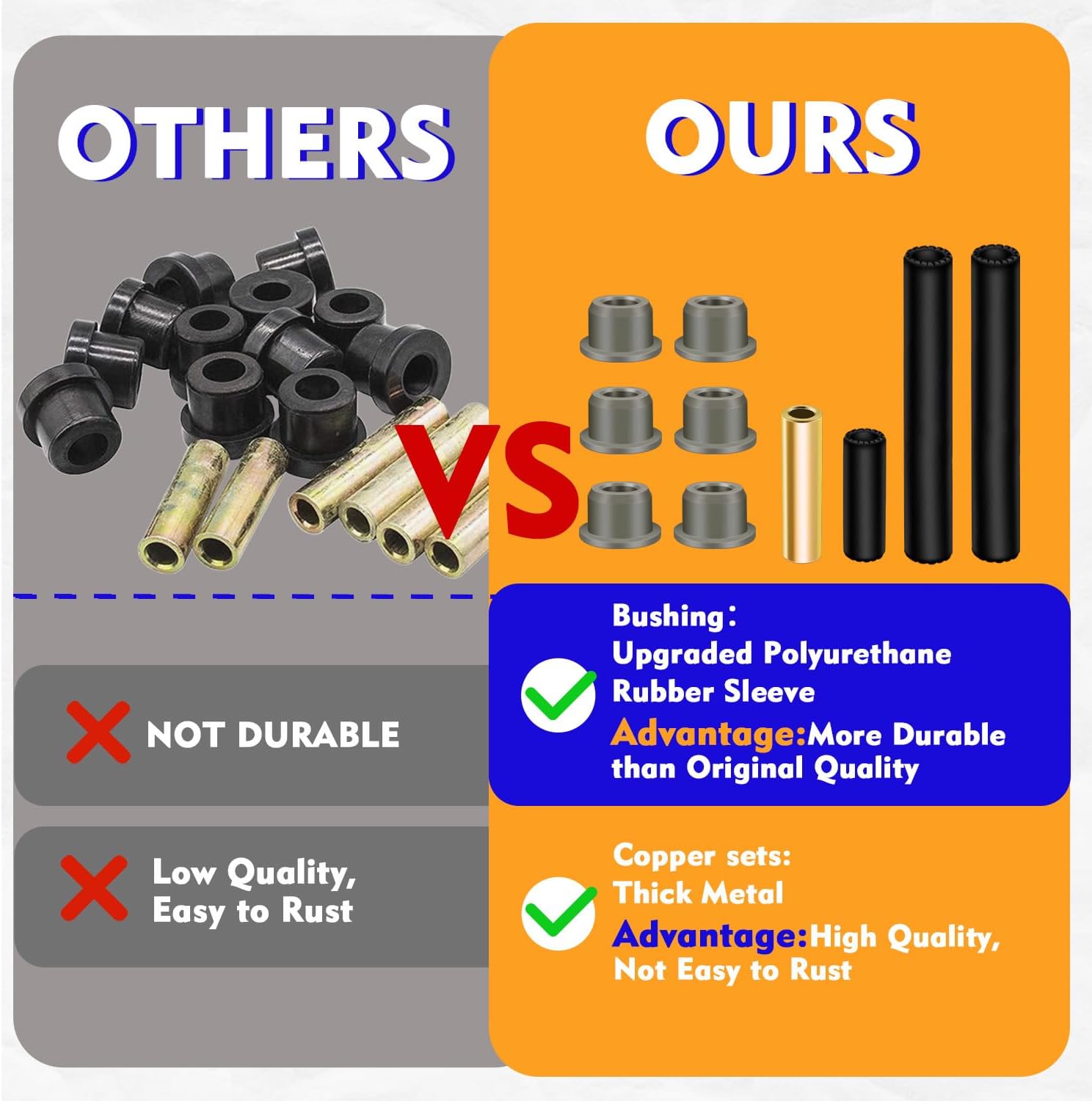 Front Leaf Spring and Front Upper A Arm Suspension for Club Car Precedent and 2018-up Tempo Golf Cart,Bushing and Sleeve Kit |Drive-up