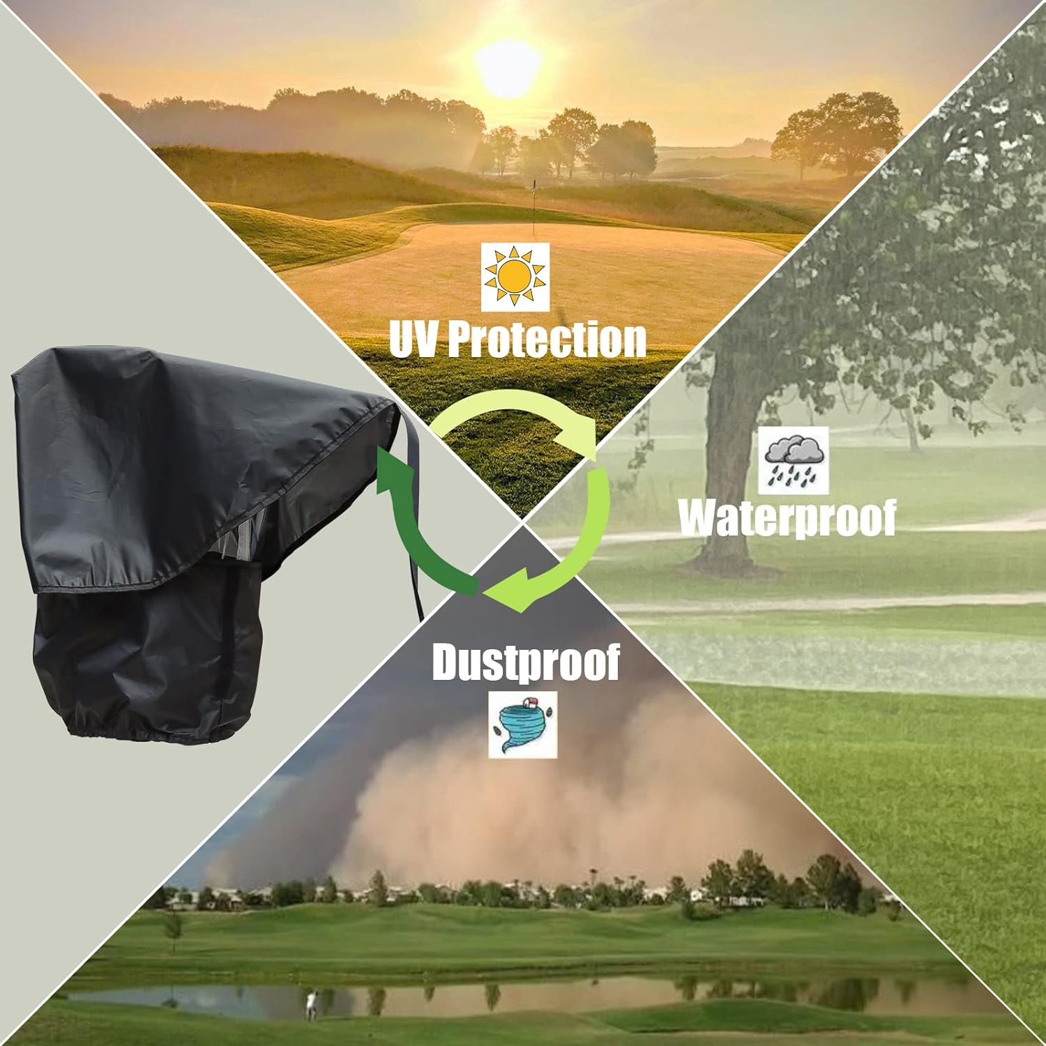 Drive-up Golf Bag Rain Hood Waterproof Golf Bag Rain Cover for Golf Club Bags Fit Almost All Golfbags or Carry Cart