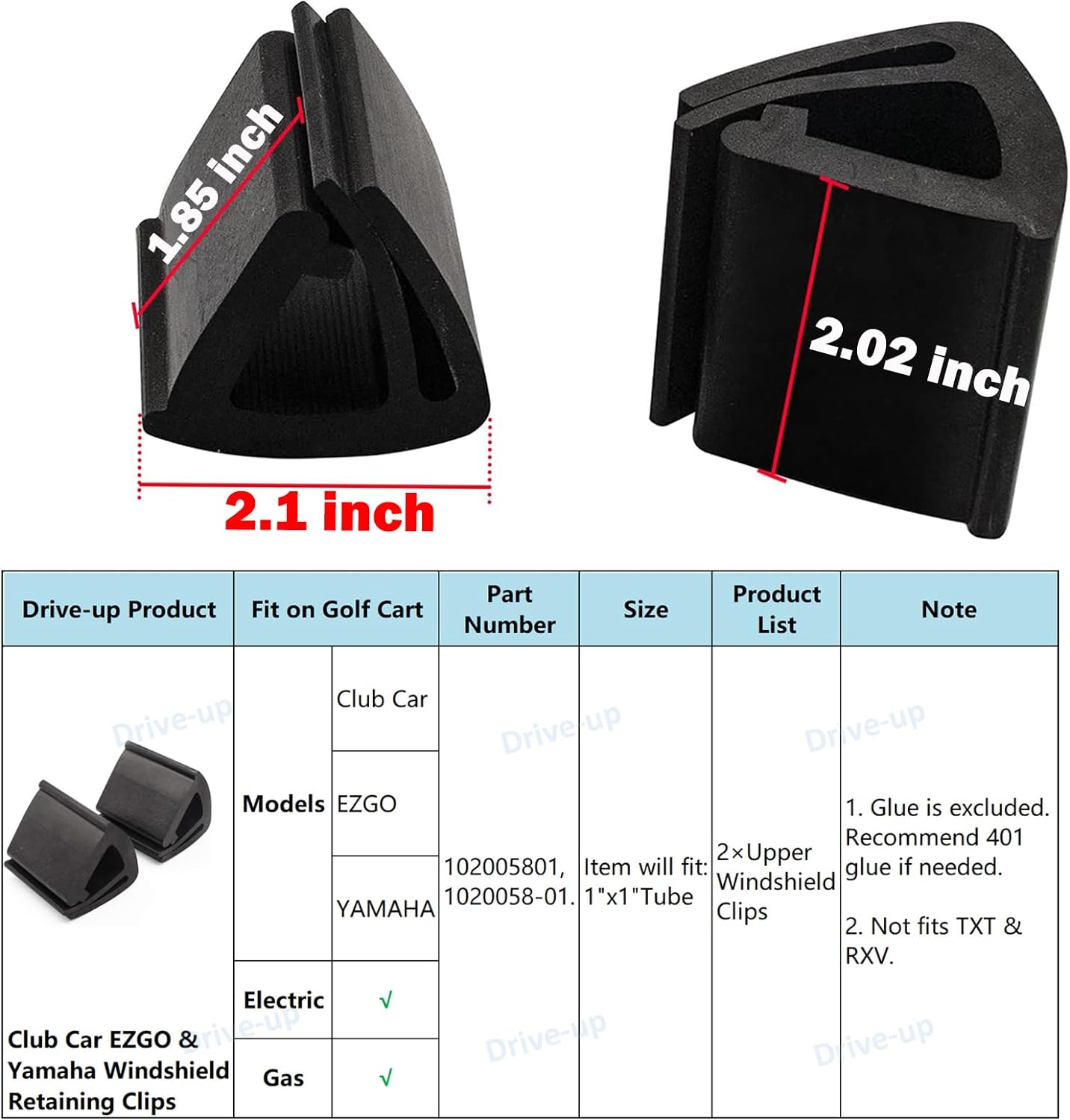 Drive-up Golf Cart Window Clips, Windshield Clips for Golf Cart Fits Club EZGO Yamaha Models Set Of 2