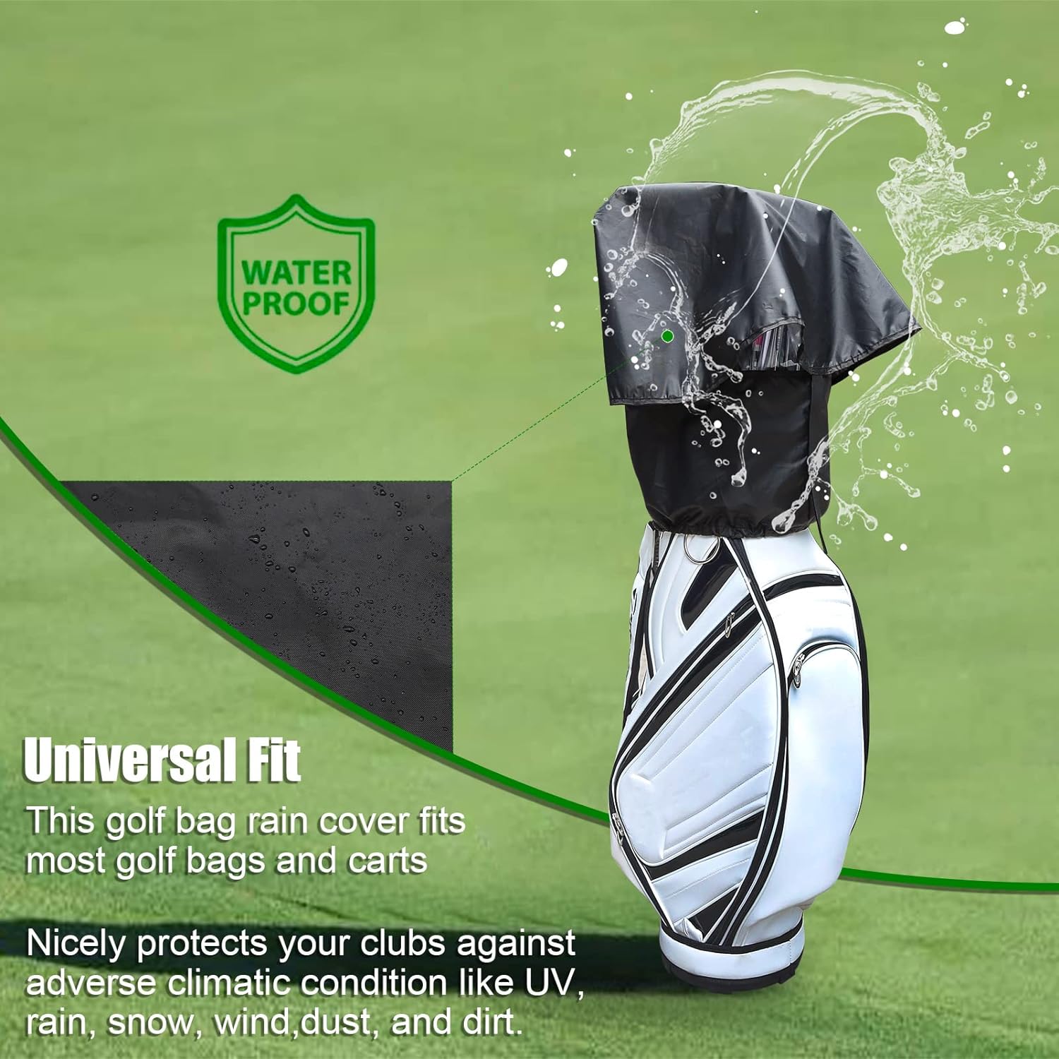 Drive-up Golf Bag Rain Hood Waterproof Golf Bag Rain Cover for Golf Club Bags Fit Almost All Golfbags or Carry Cart