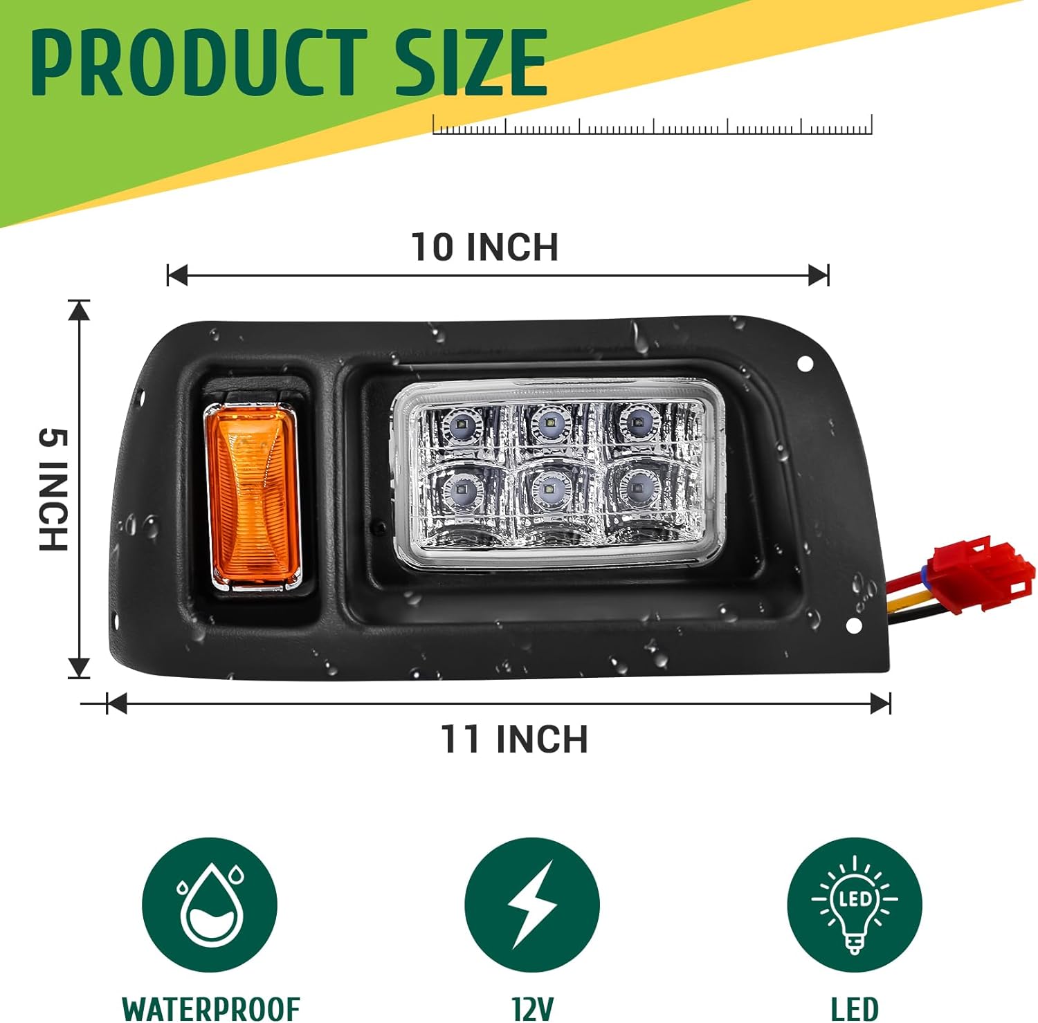 Golf Cart LED Headlights for Club Car DS 1993-Up Models 12 Volt Headlight OEM 101988002 101988001 |Drive-up