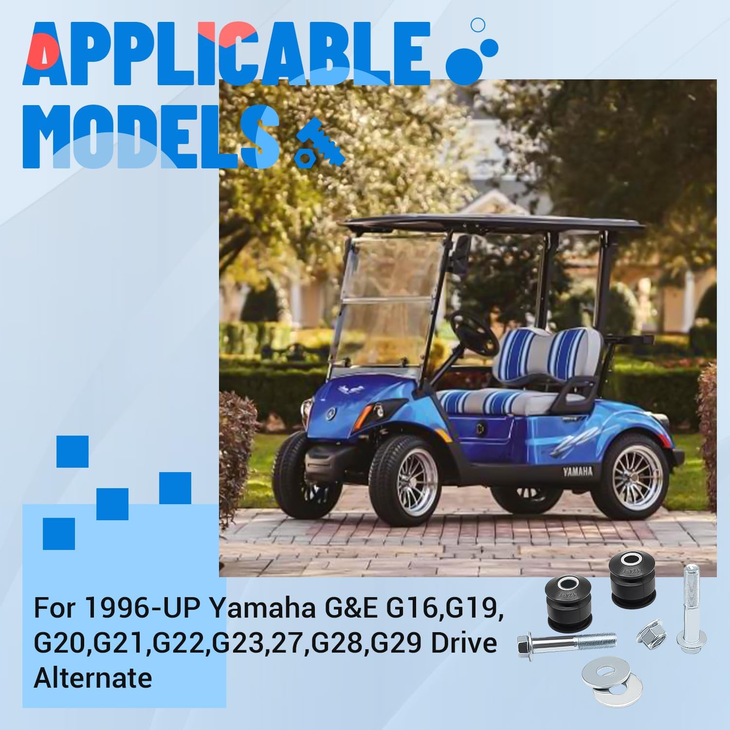 DRIVE-UP Golf Cart Rear Arm Rear Bushing Mounting Kit, Applicable to 1996-Up Yamaha G&E G16,G19,G20,G21,G22,G23,27,G28,G29 Drive Alternate OEM #JN6-F2124-10-00/ JN6-F2124-00-00