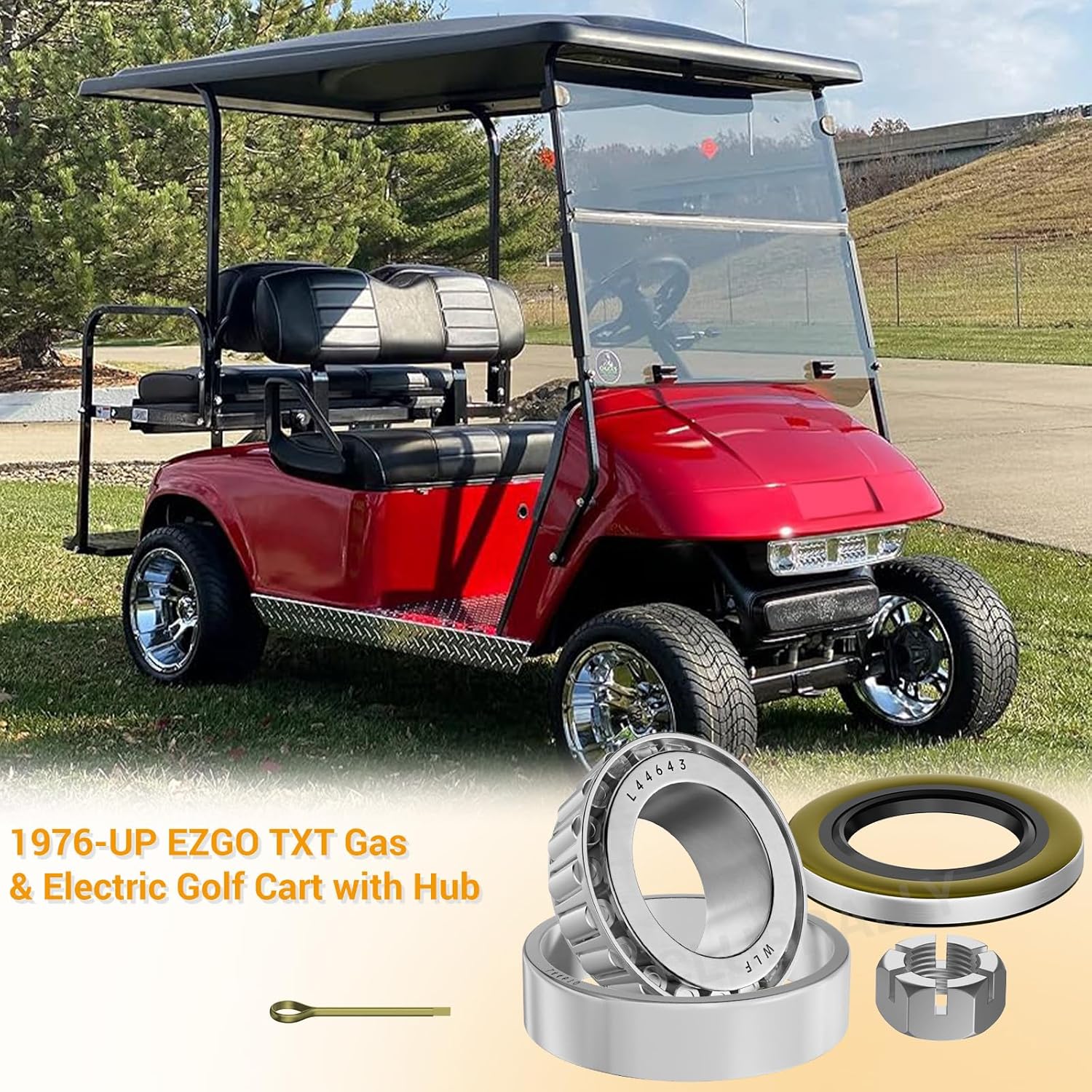 EZGO TXT Golf Cart Front Wheel Bearing & Seal Replacement Kit 1976-Up | Drive-up