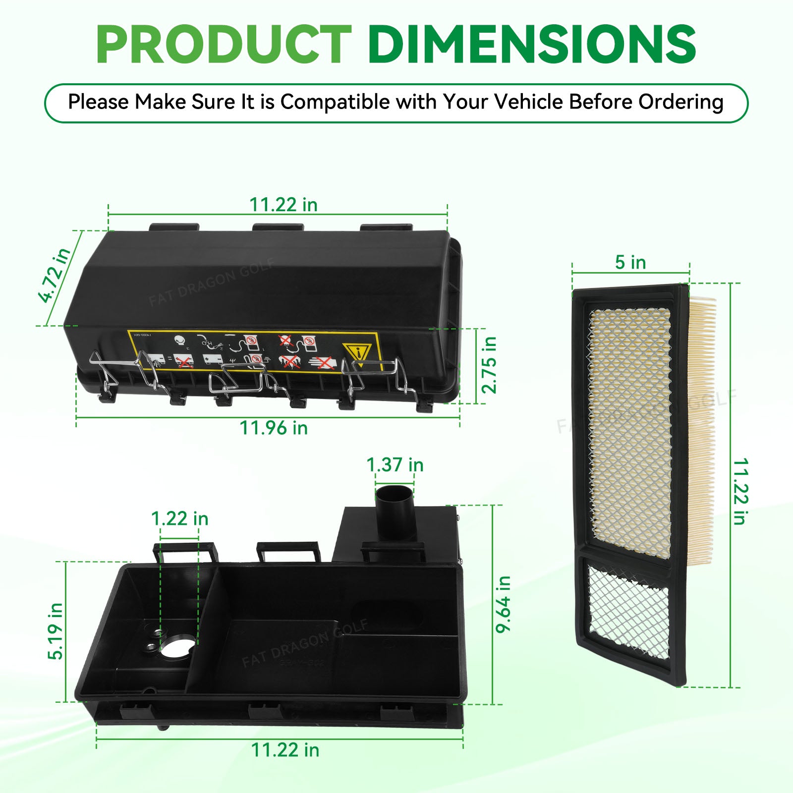 Air Box Filter Assembly for 1994-2005 EZGO Gas Golf Cart | Drive up