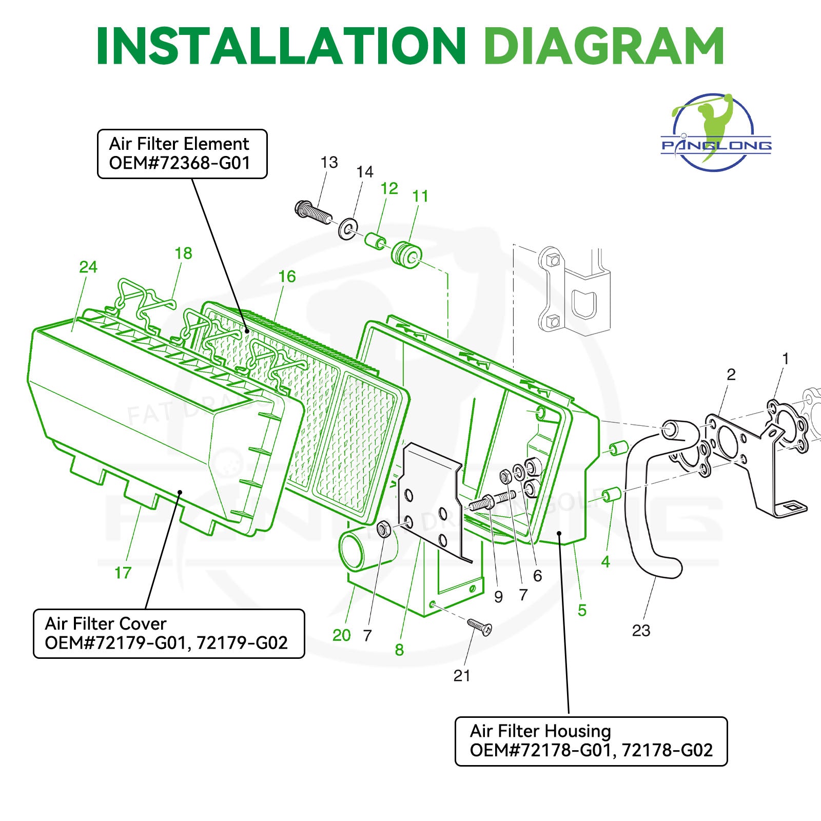Air Box Filter Assembly for 1994-2005 EZGO Gas Golf Cart | Drive up