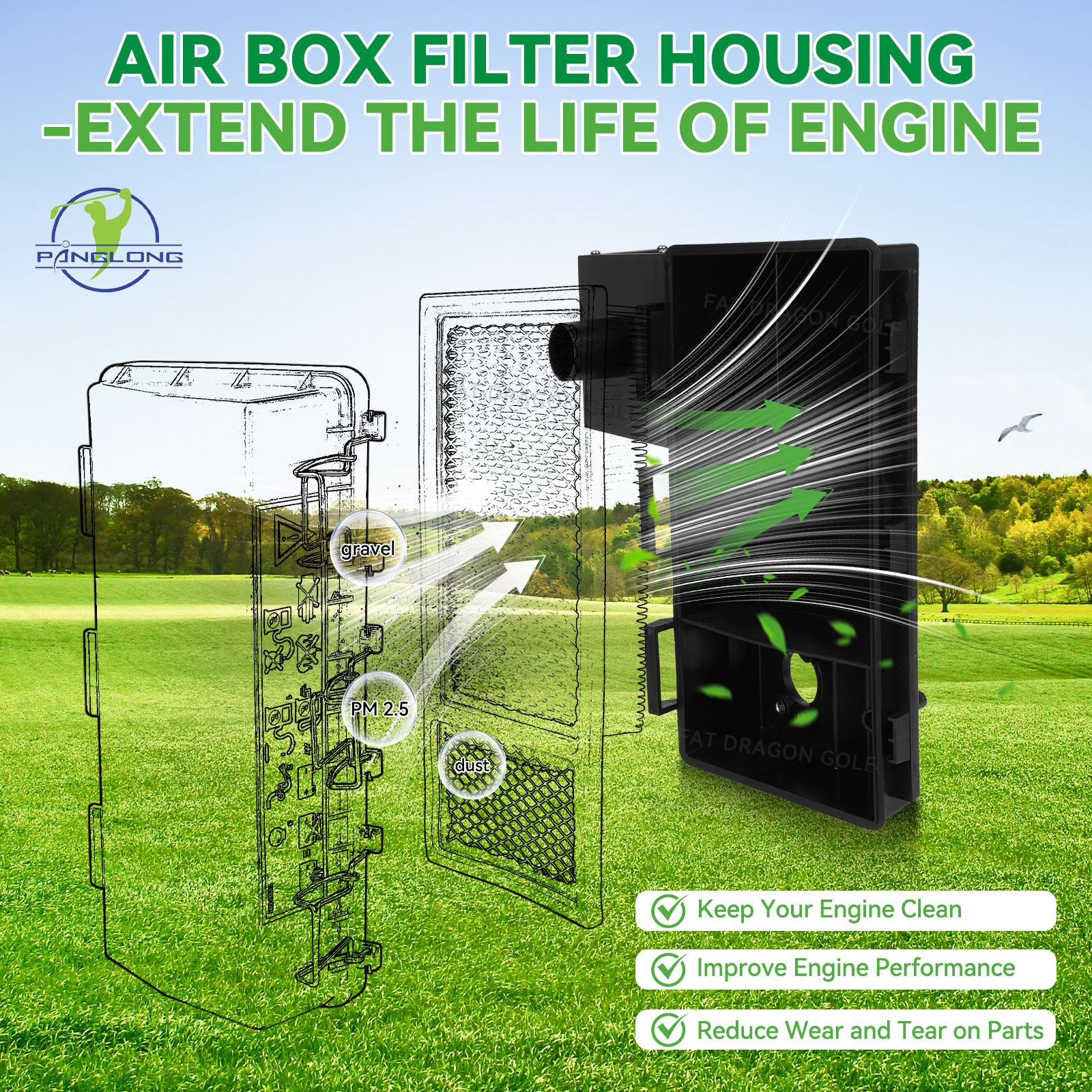 Complete Air Filter Housing for 1994-2005 EZGO Gas Golf Cart | Drive up