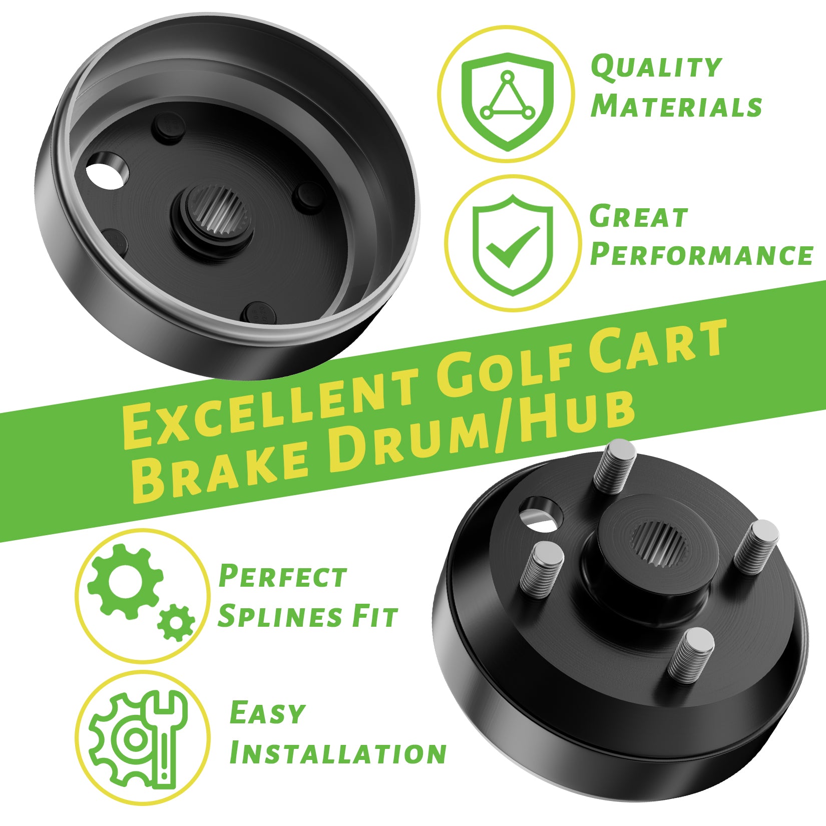 Golf Cart Brake Drum Hub Assembly for EZGO TXT 1982-Up - 2 Packs | Drive-up