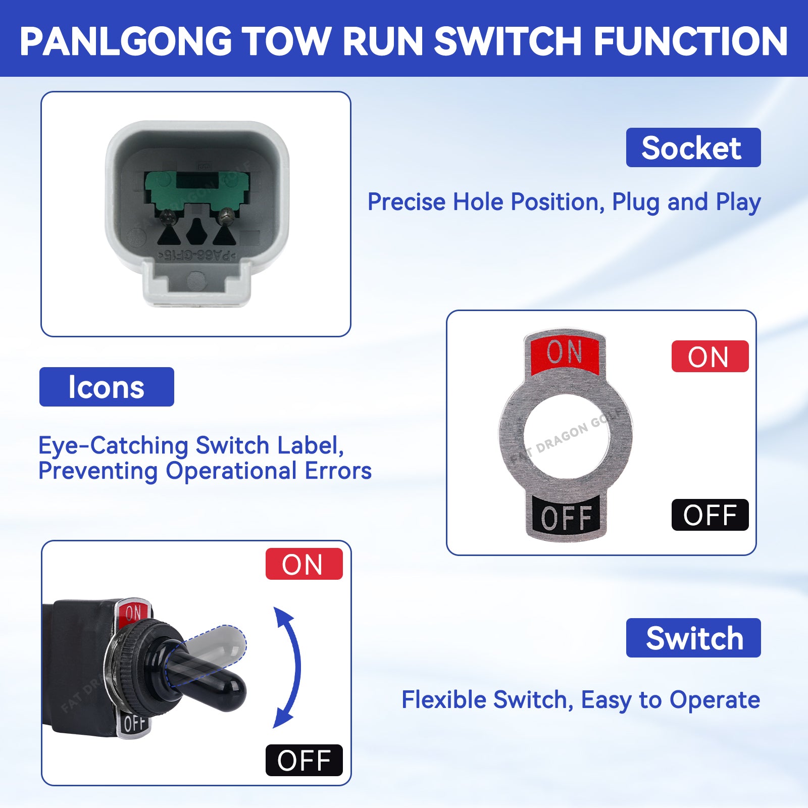 Golf Cart 48V Tow Run Switch, Include Switch and Harness, Suitable for 1995-UP 48V Club Car DS Electric Golf Cart |Drive-up