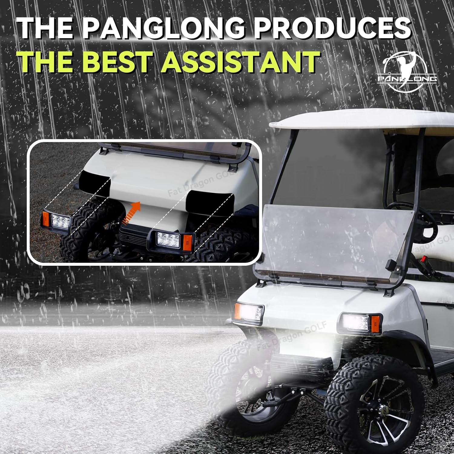 Club Car DS LED Headlight Kit with Adapter Wire, Factory Style LED Headlight Suitable for 1993-Up 12 Volt Club Car DS, Replace OEM 101988002 101988001